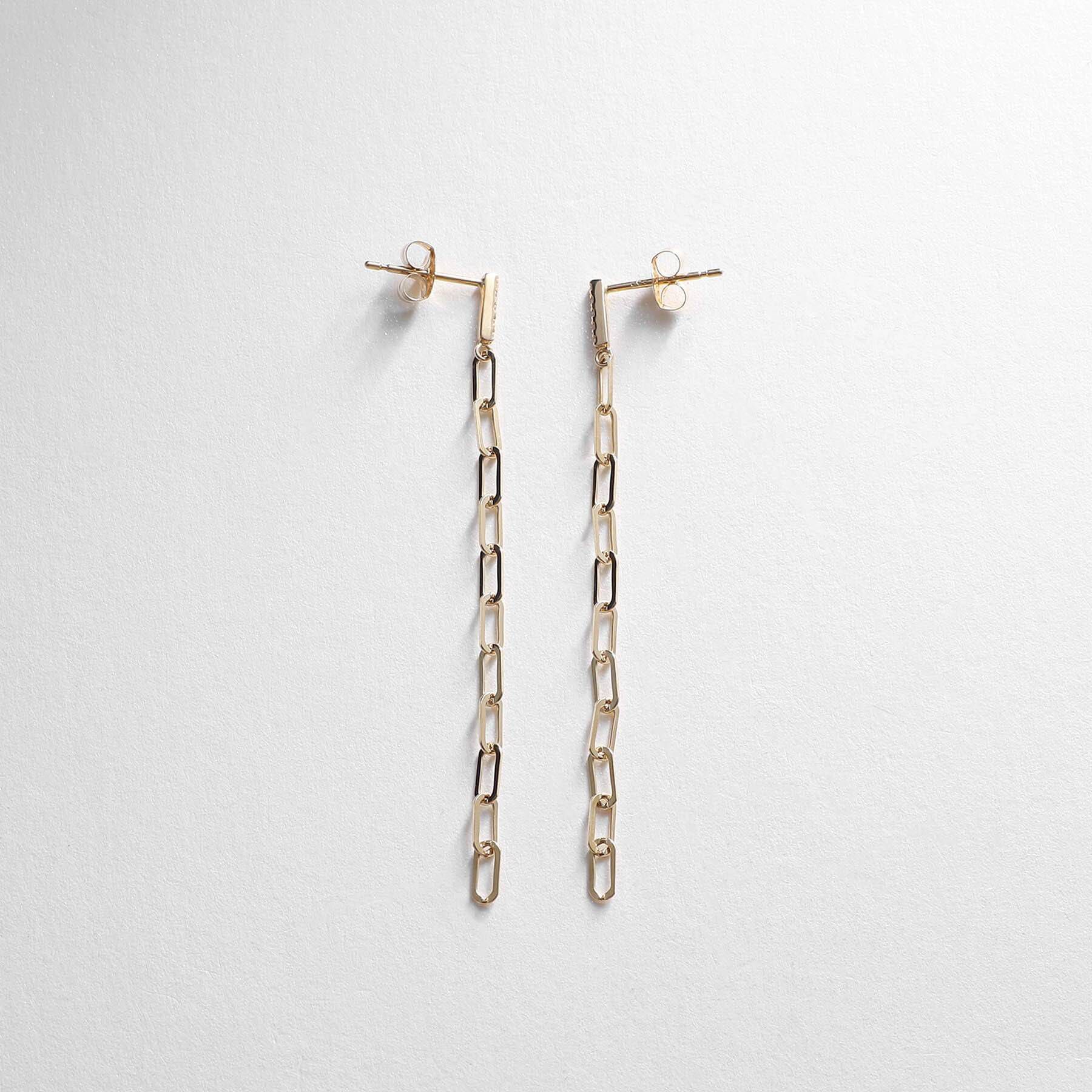 COCOSHNIK「K10ダイヤモンド ケーブルチェーン スタッドピアス」|ピアス|