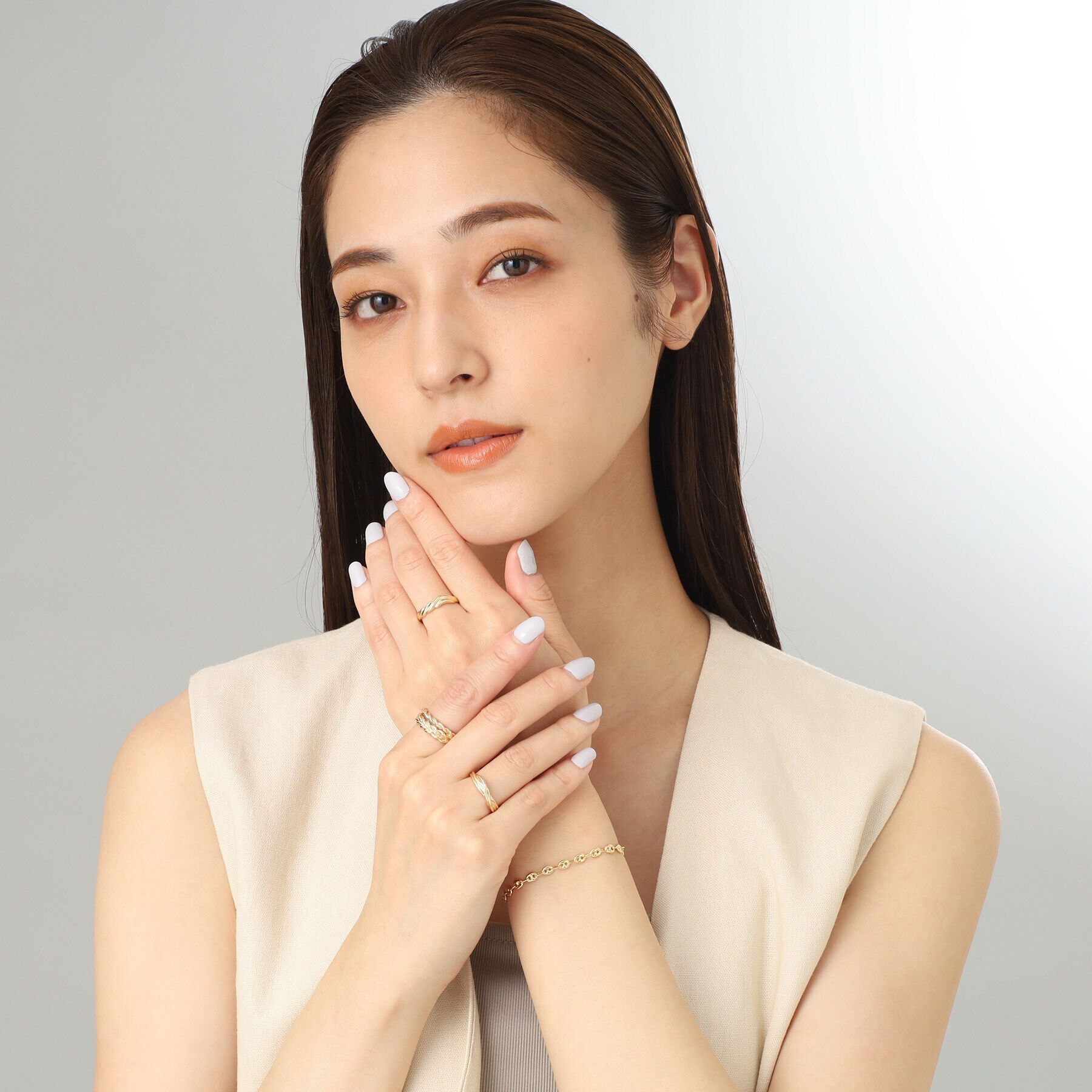 COCOSHNIK「K10ダブルロウクロス リング」|リング|