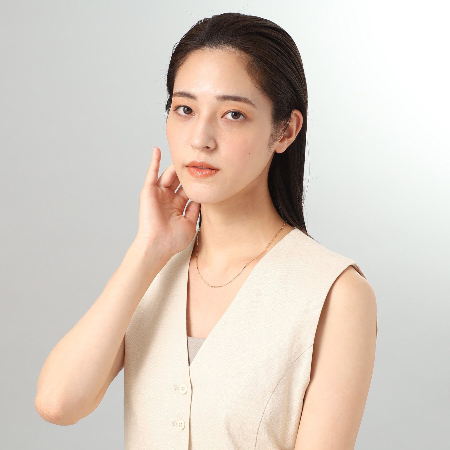 COCOSHNIK「K18リボンケーブルチェーン ネックレス小」|ネックレス|