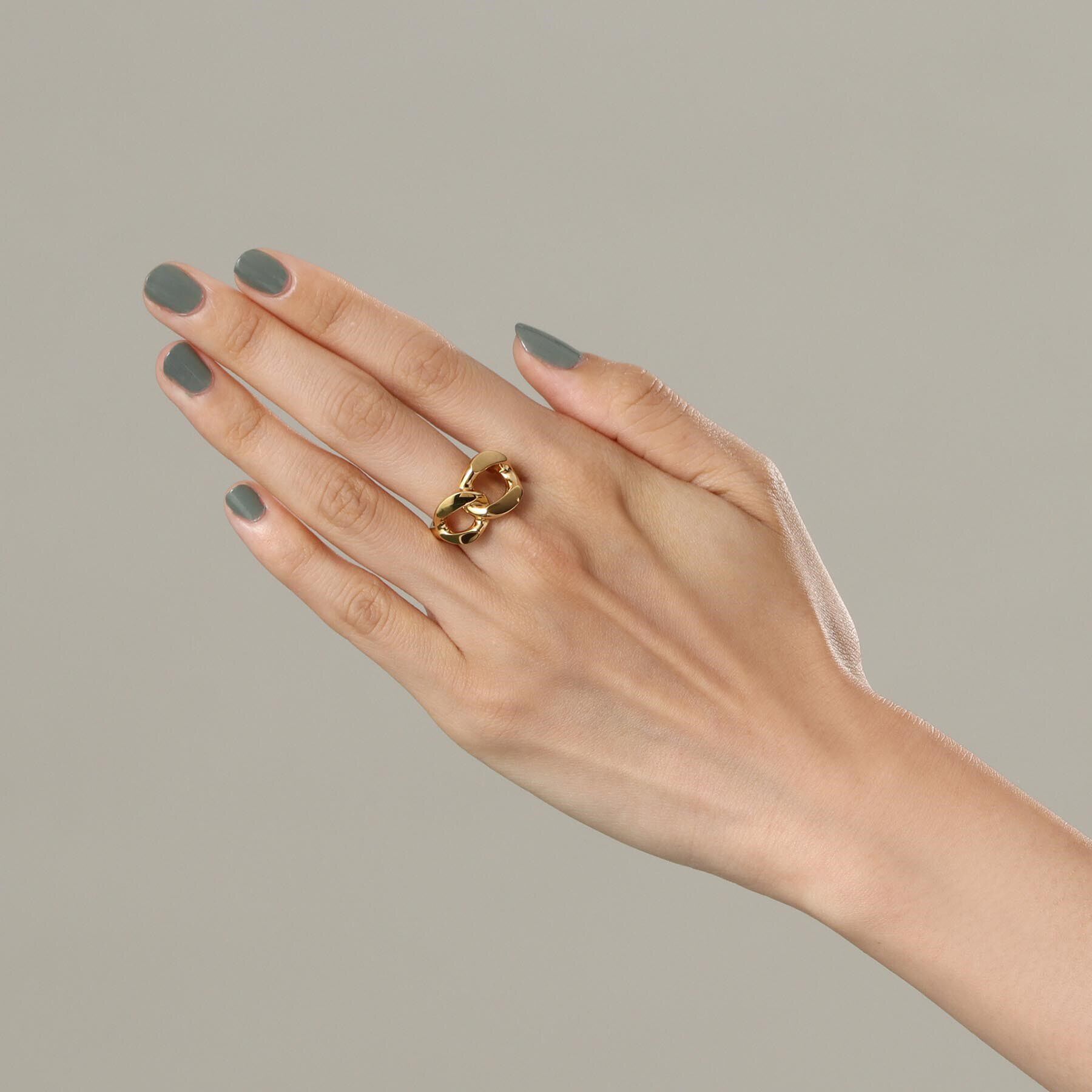 COCOSHNIK ONKITSCH「シルバー カーブチェーンモチーフ ダブルリング GP」|リング|