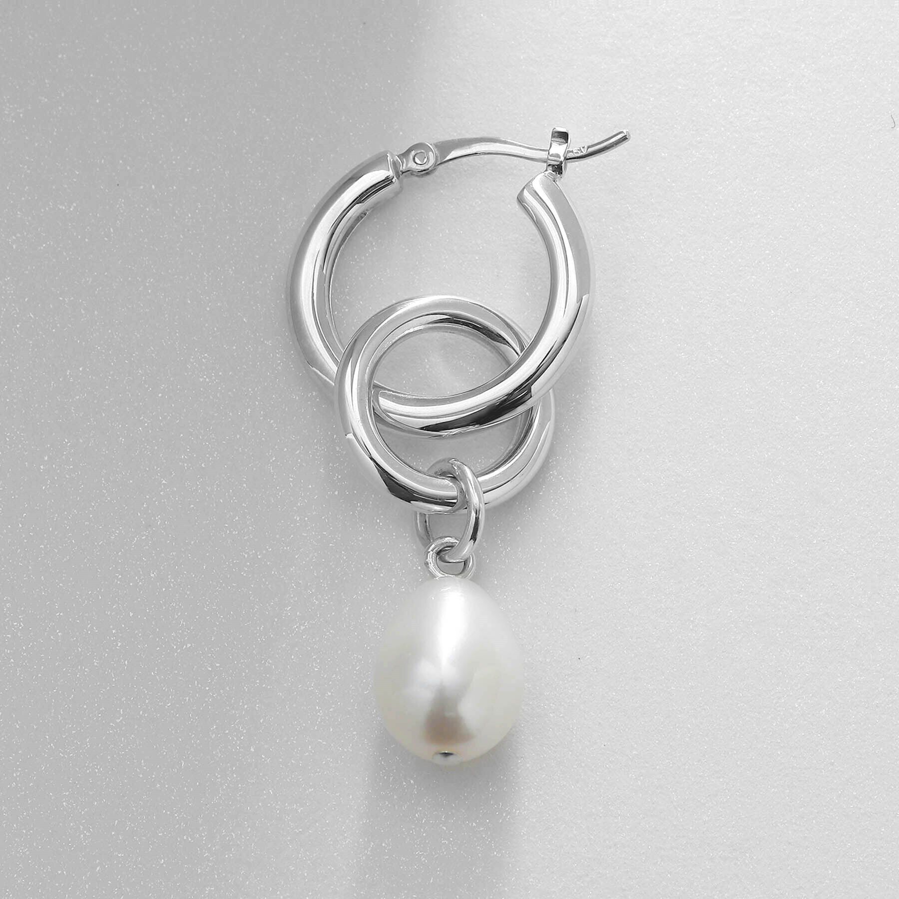 COCOSHNIK ONKITSCH「シルバー フープピアス パールチャーム」|ピアス|