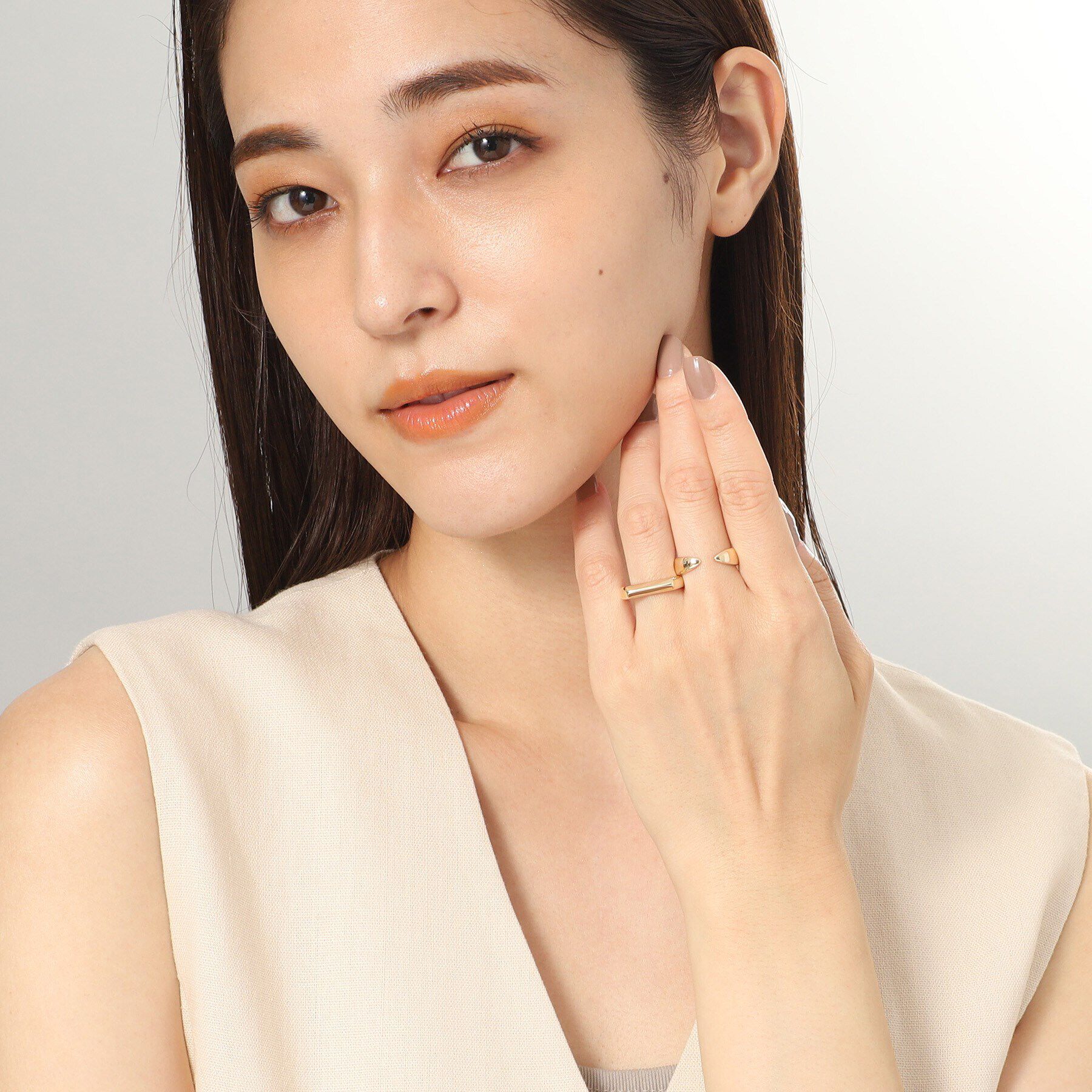 COCOSHNIK「K10面取りカットシグネット リング」|リング|