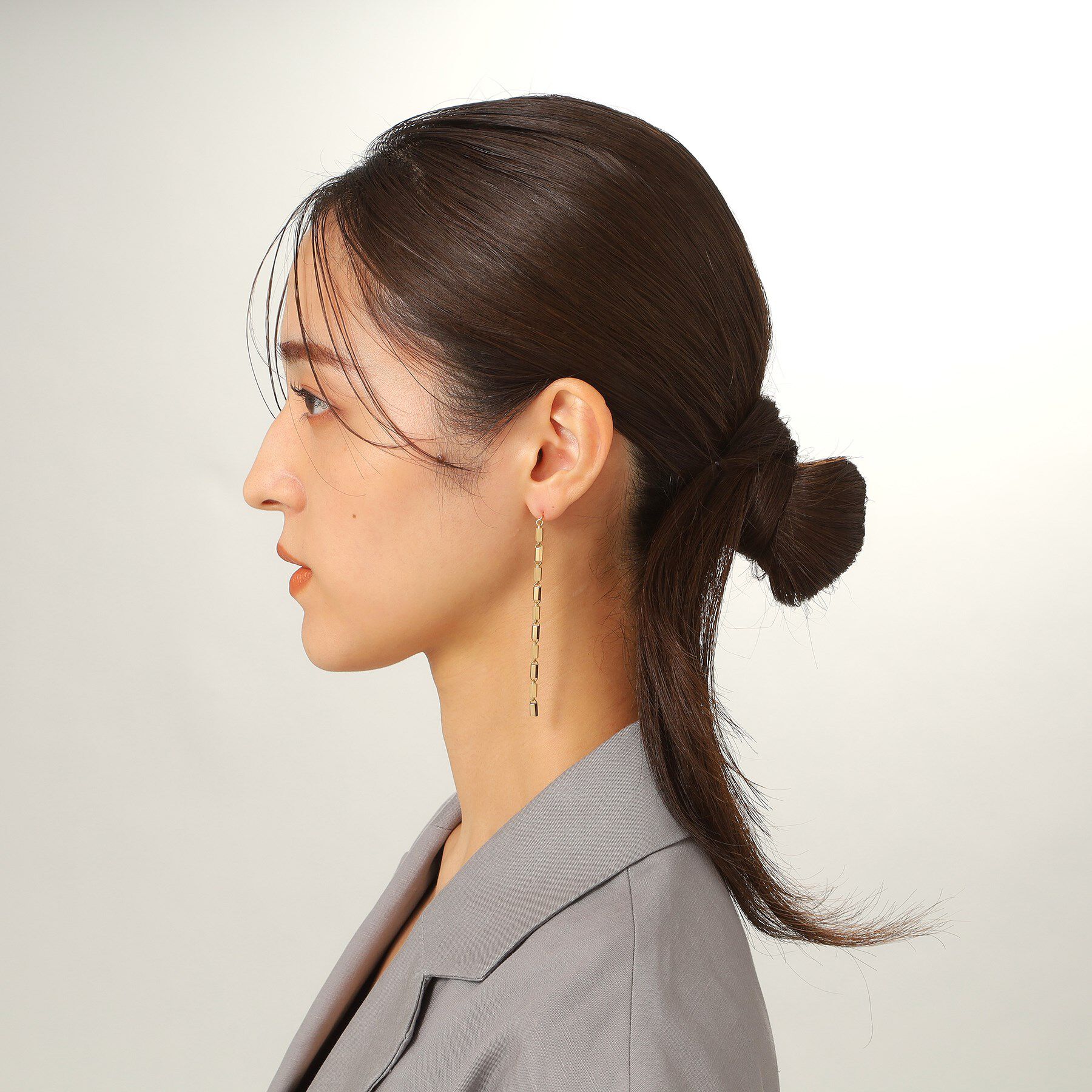 COCOSHNIK「K18ヘキサゴンカットチェーン スタッドピアス 大」|ピアス|