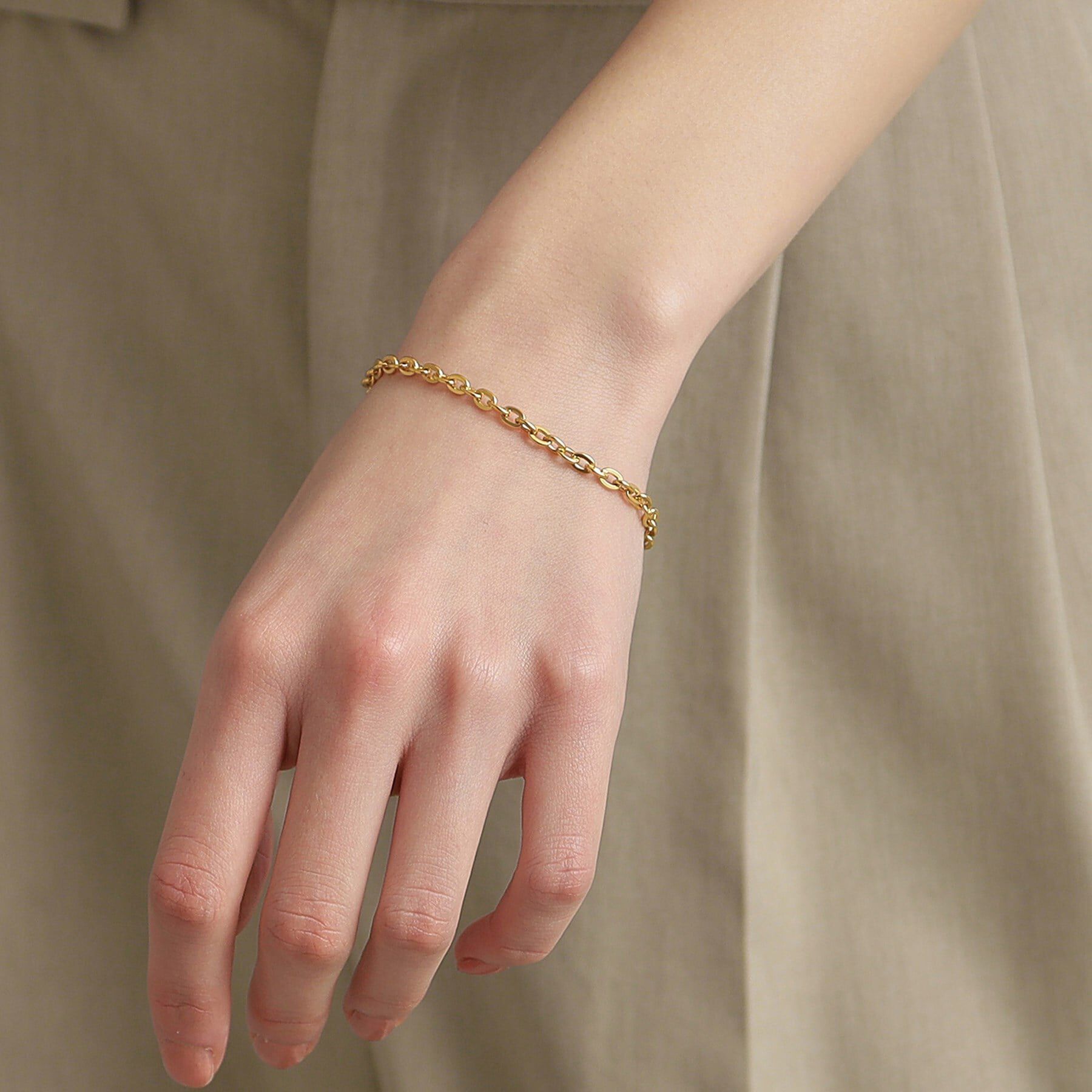 COCOSHNIK ONKITSCH「シルバー デザインチェーン フラットオーバルリンクブレスレット GP」|ブレスレット・バングル|