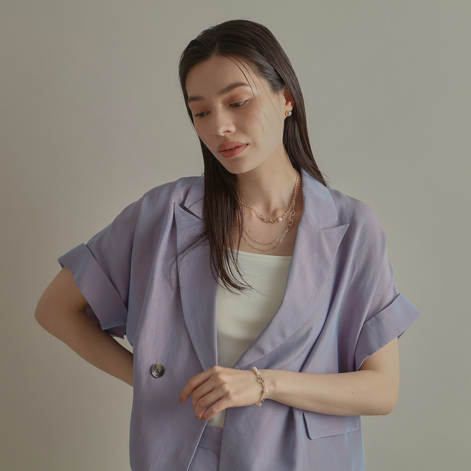 COCOSHNIK「K10パール アラメキヘイ&times;PCチェーン ネックレス」|ネックレス|