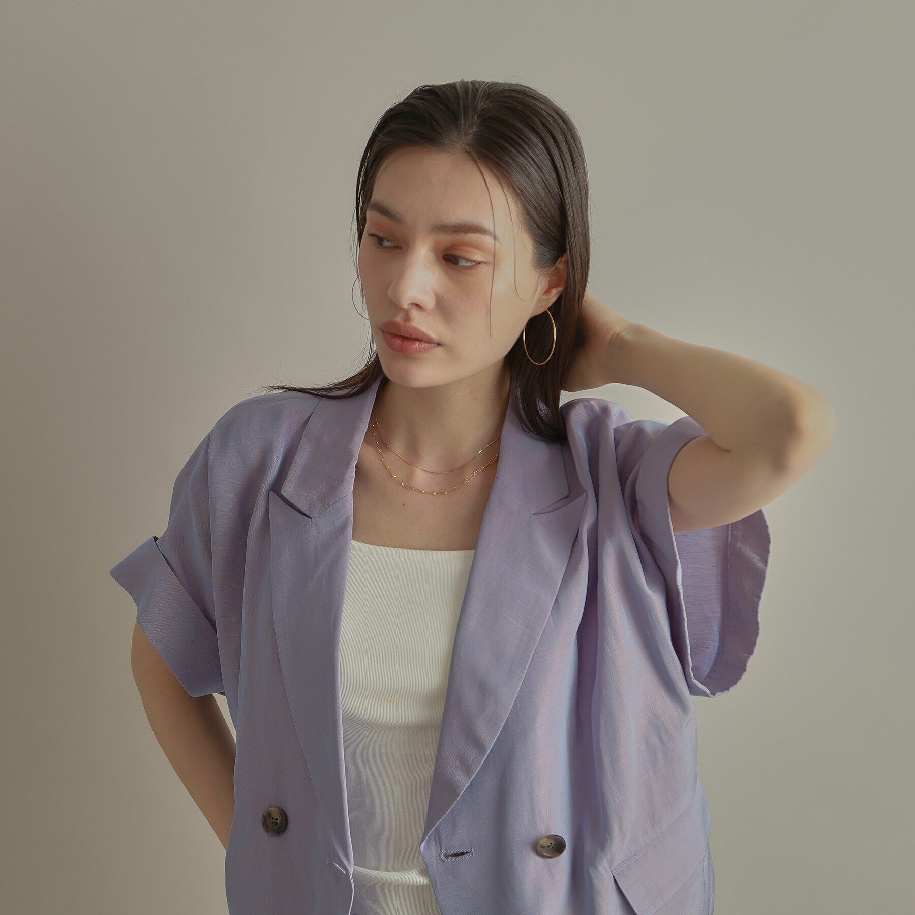 COCOSHNIK「K18オメガチェーン フープピアス大」|ピアス|