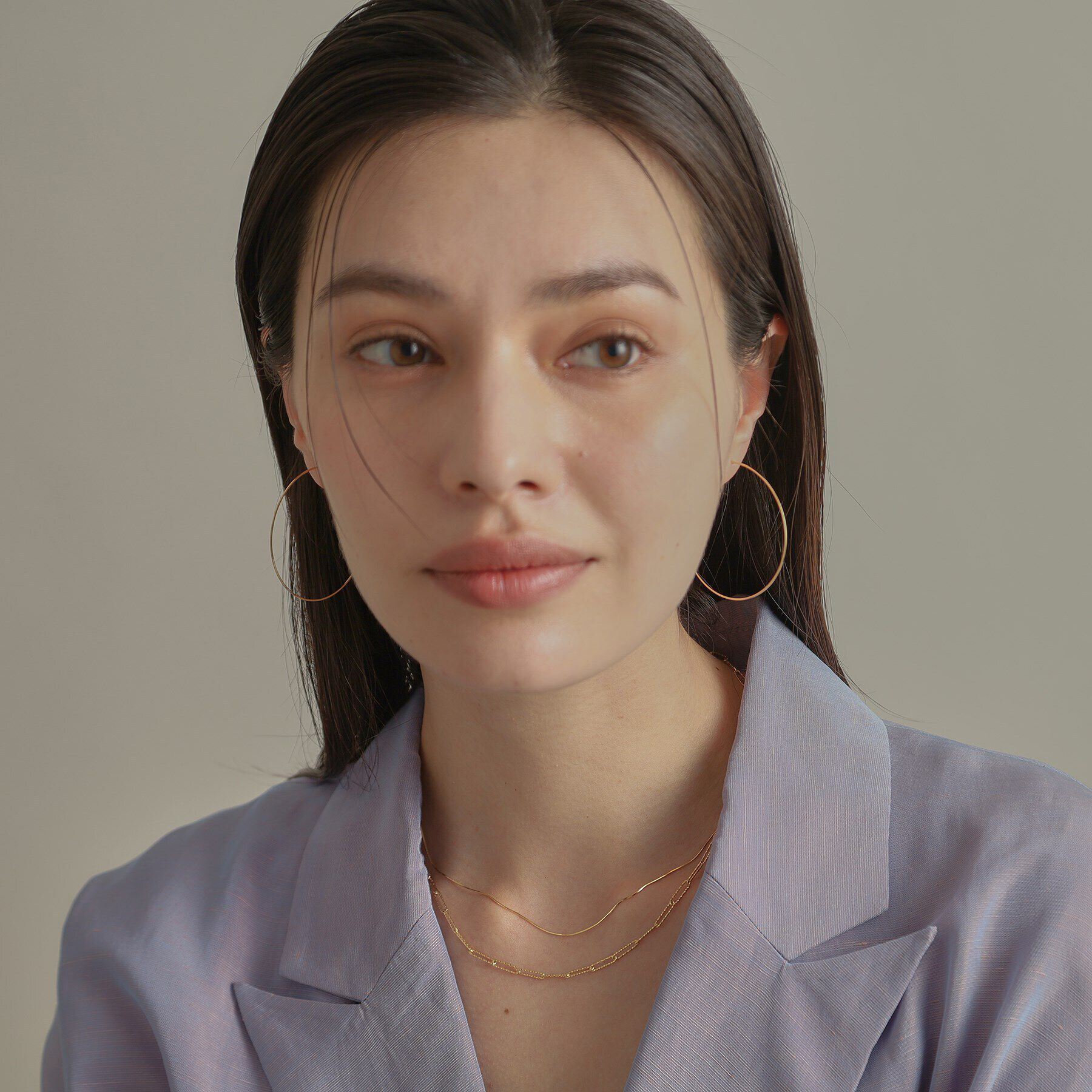 COCOSHNIK「K18オメガチェーン フープピアス大」|ピアス|