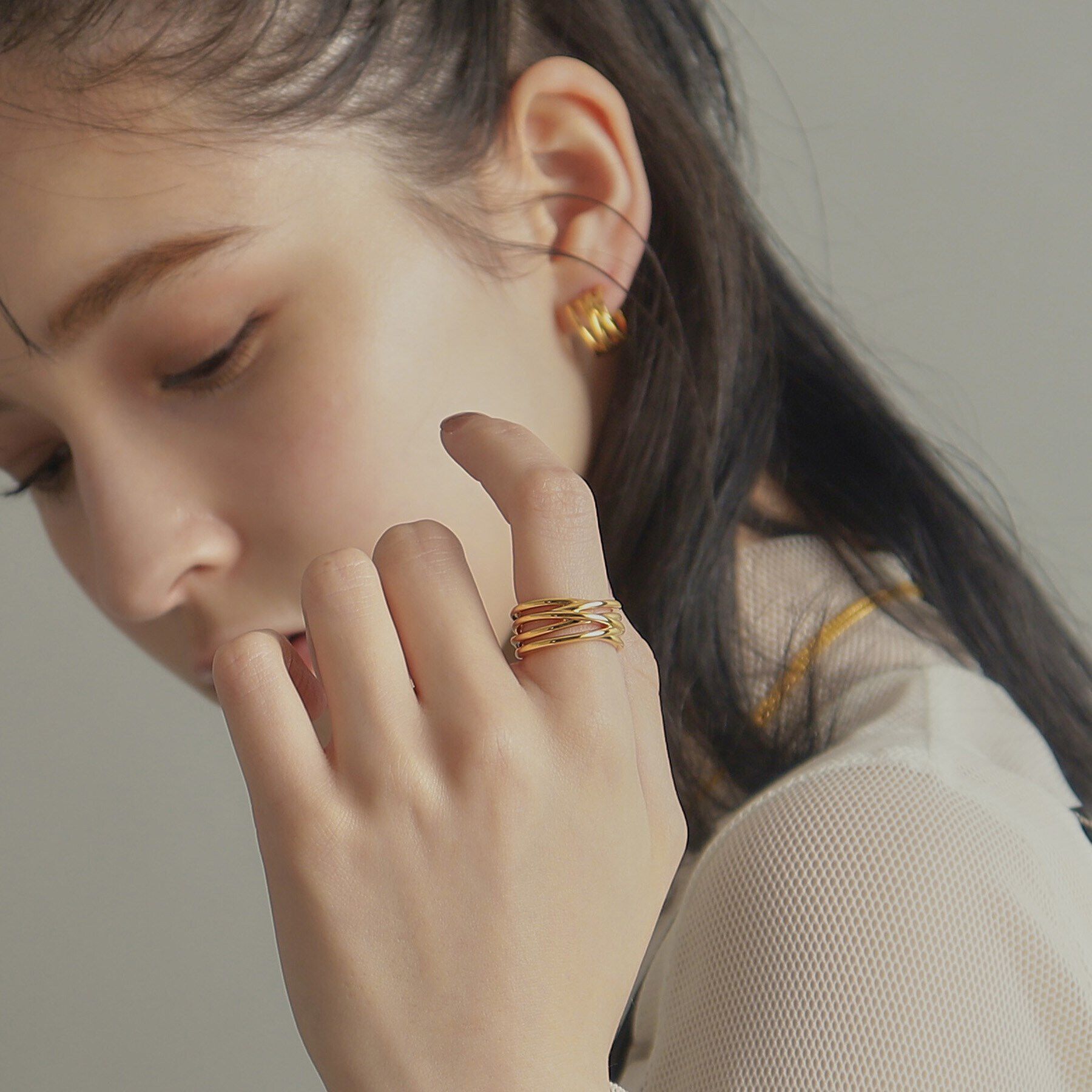 COCOSHNIK ONKITSCH「シルバー クロッシングラインリング GP」|リング|