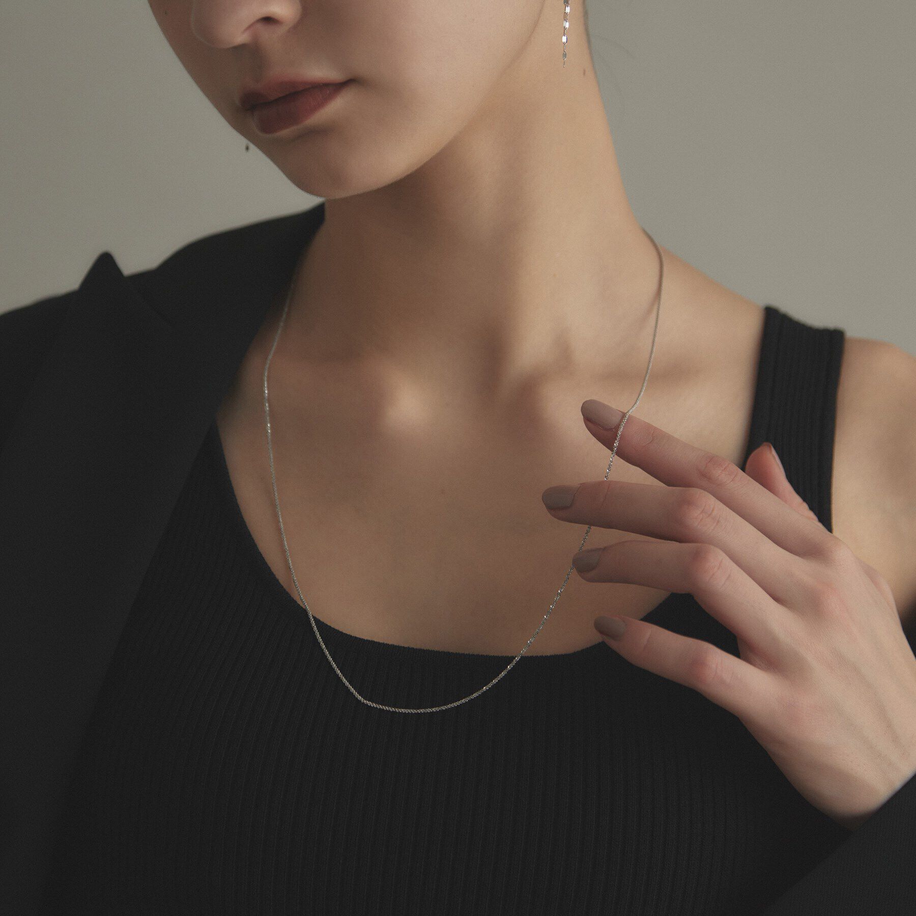 COCOSHNIK「プラチナ クリスクロスチェーン ネックレス（60cm）」|ネックレス|