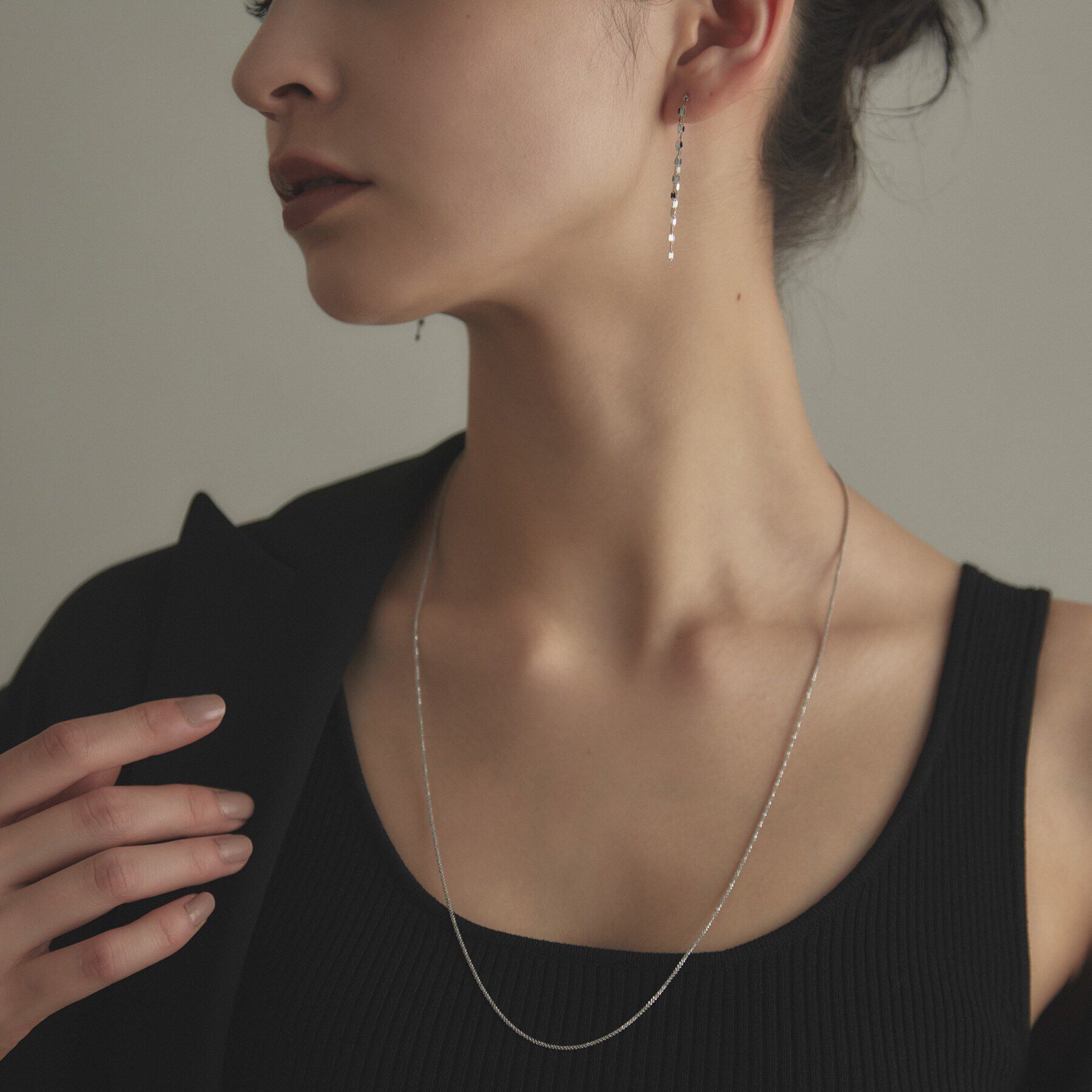 COCOSHNIK「プラチナ クリスクロスチェーン ネックレス（60cm）」|ネックレス|