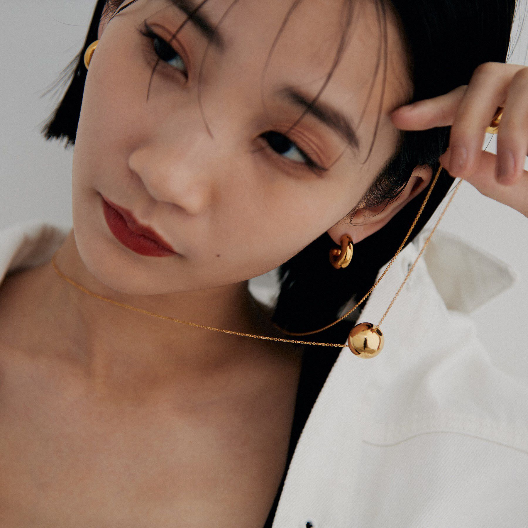 COCOSHNIK ONKITSCH「シルバー ホロウボール ネックレスL GP」|ネックレス|