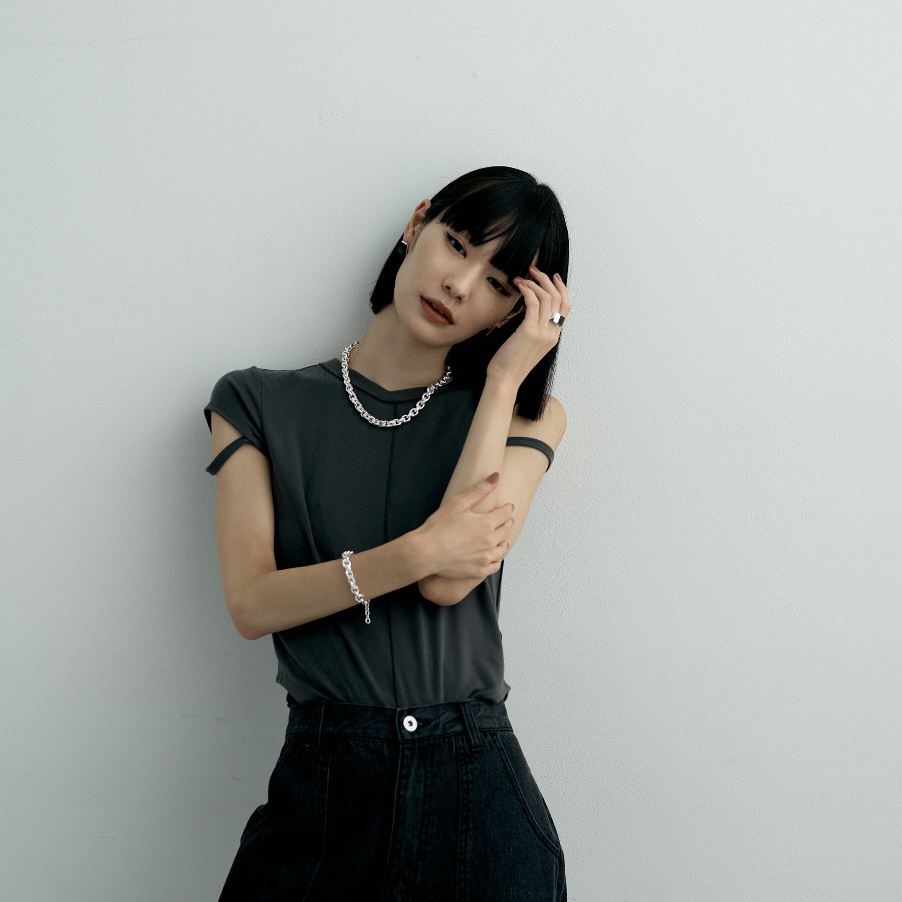 COCOSHNIK ONKITSCH「シルバー デザインチェーン ホロウカットケーブルネックレス」|ネックレス|