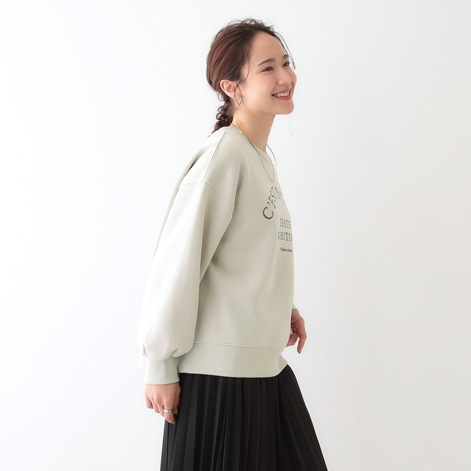 SHOO･LA･RUE「【S-LL】ロゴ刺繍で大人っぽく 裏起毛トップス」|Tシャツ・カットソー|