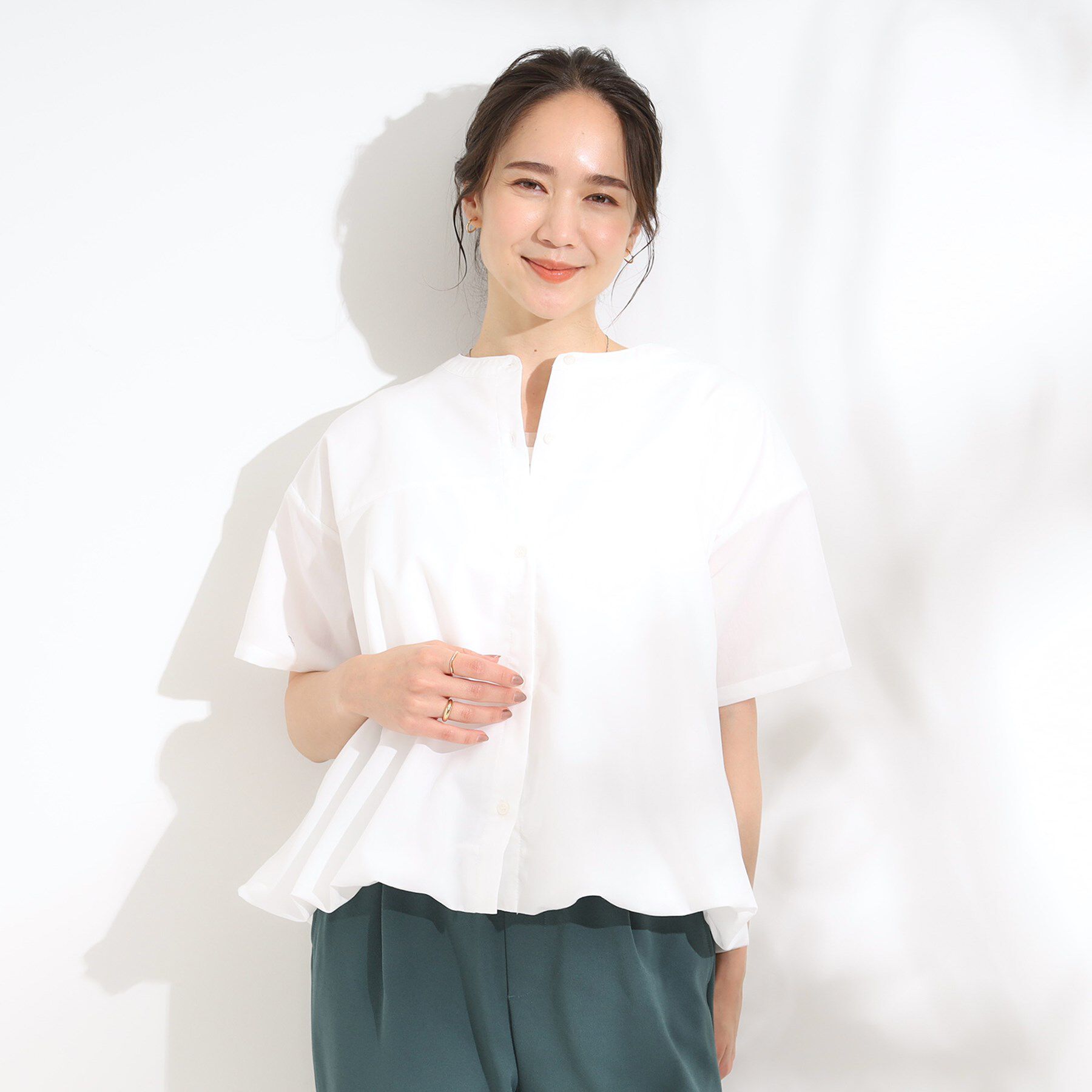 SHOO･LA･RUE「【S-LL】インせず着られる 裾バルーンシャツ」|シャツ・ブラウス|