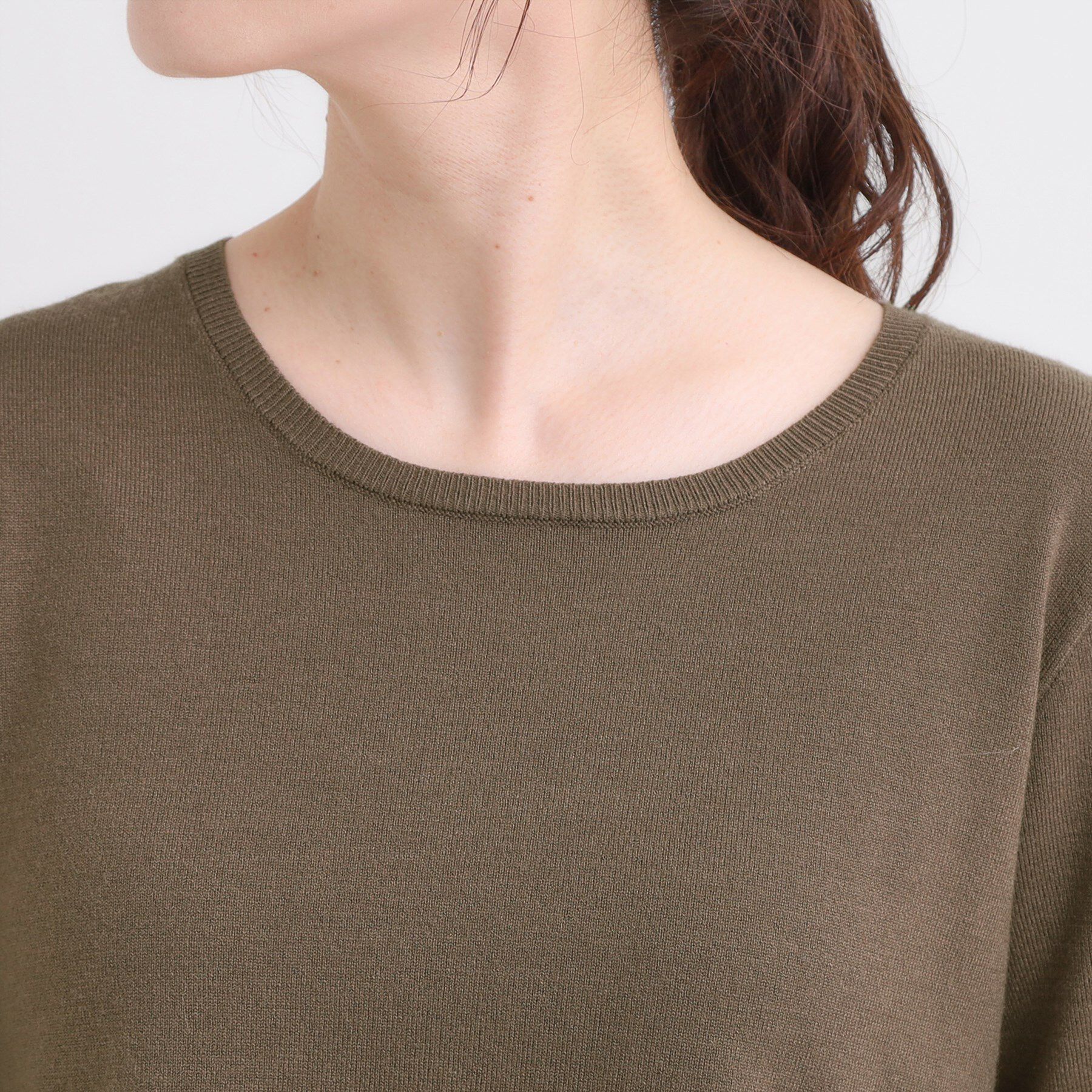 SHOO･LA･RUE「【洗濯機可/S-LL/体型カバー】異素材きりかえ Aラインニット」|ニット・セーター|