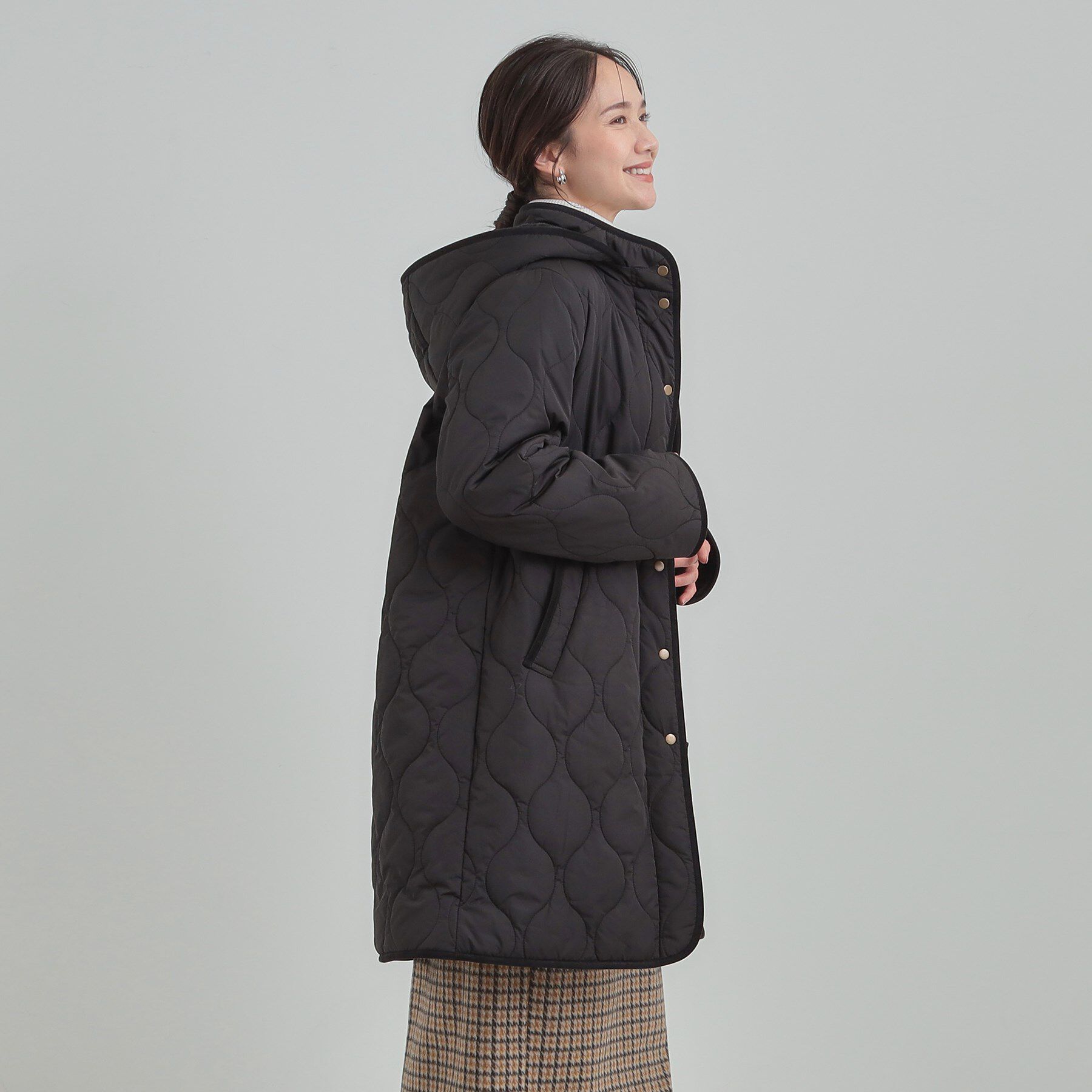 SHOO･LA･RUE「【撥水/フード取り外し可】冬に嬉しいこだわり満載 ひょうたん柄キルトコート」|その他|