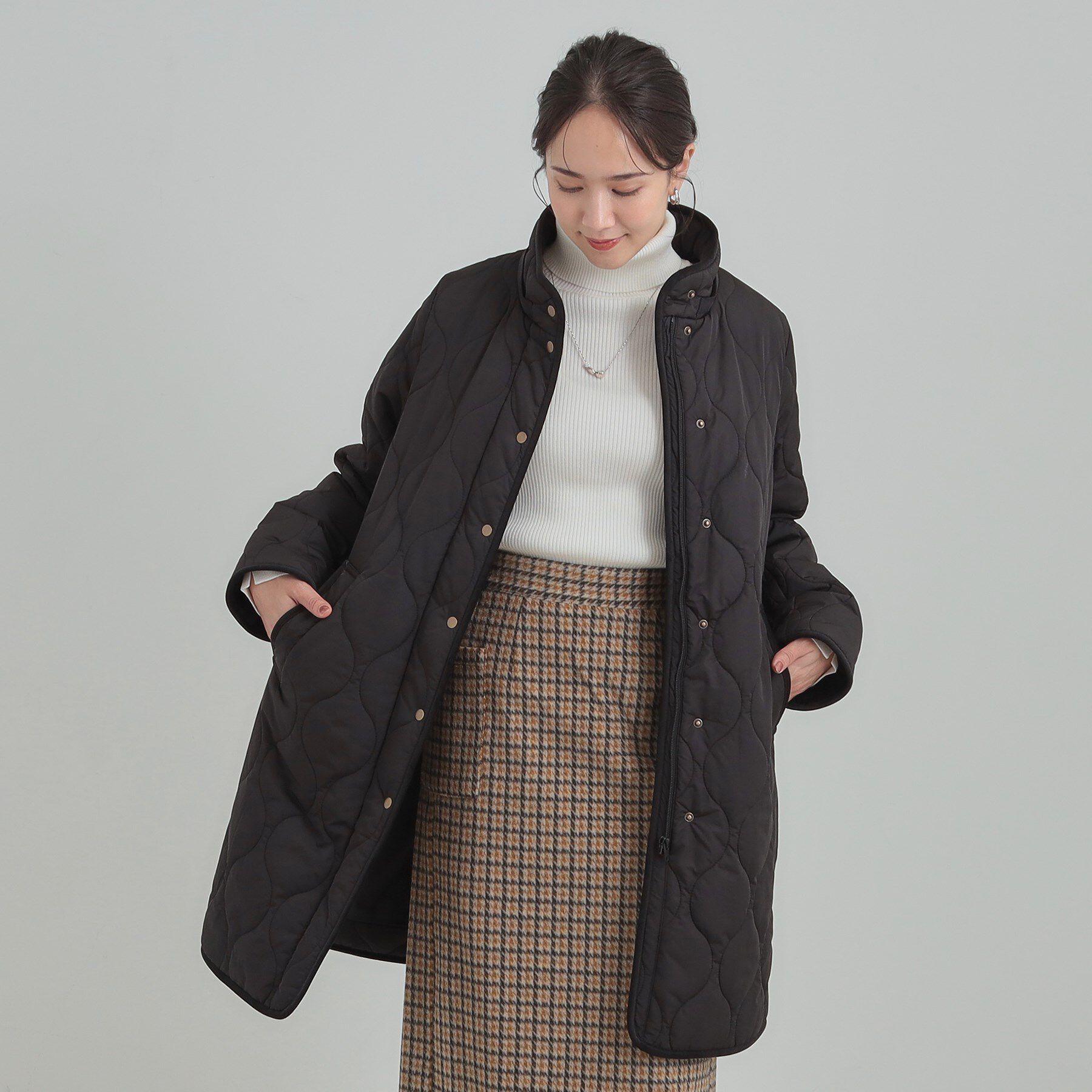 SHOO･LA･RUE「【撥水/フード取り外し可】冬に嬉しいこだわり満載 ひょうたん柄キルトコート」|その他|