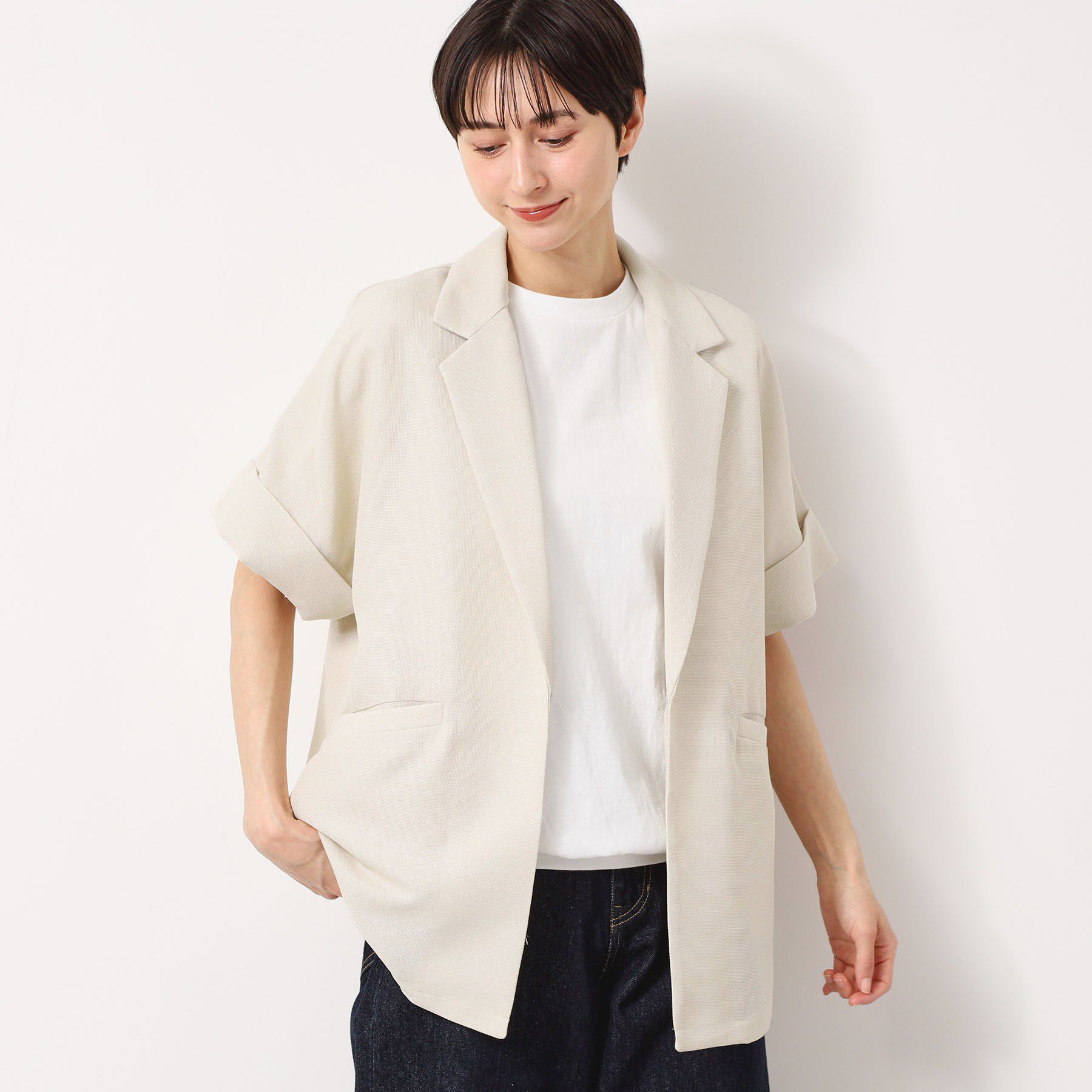 Dessin「【洗える】麻調ポリジャケット」|テーラードジャケット|