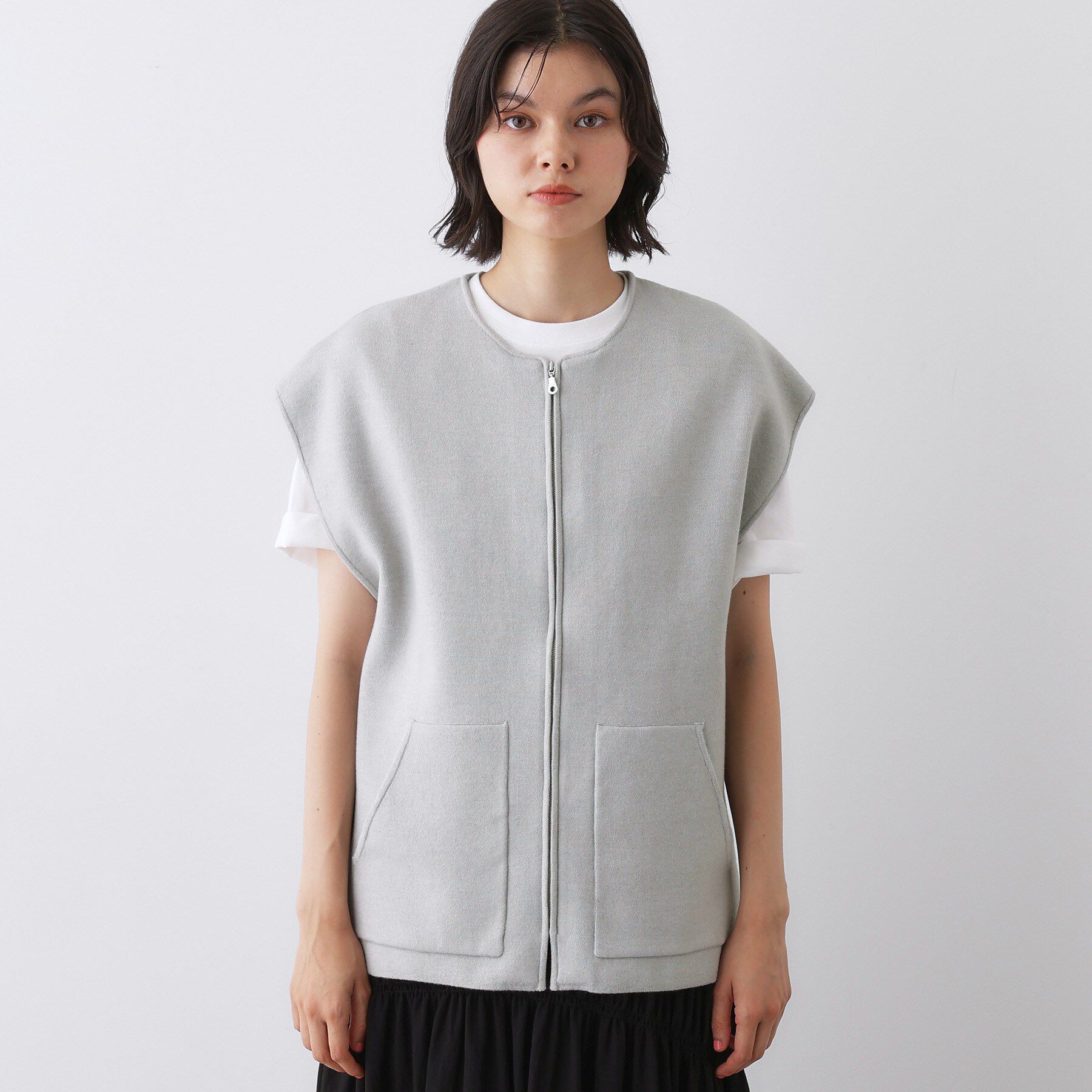 Dessin「【洗える】ダブルフェイスジップベスト」|ベスト・ジレ|