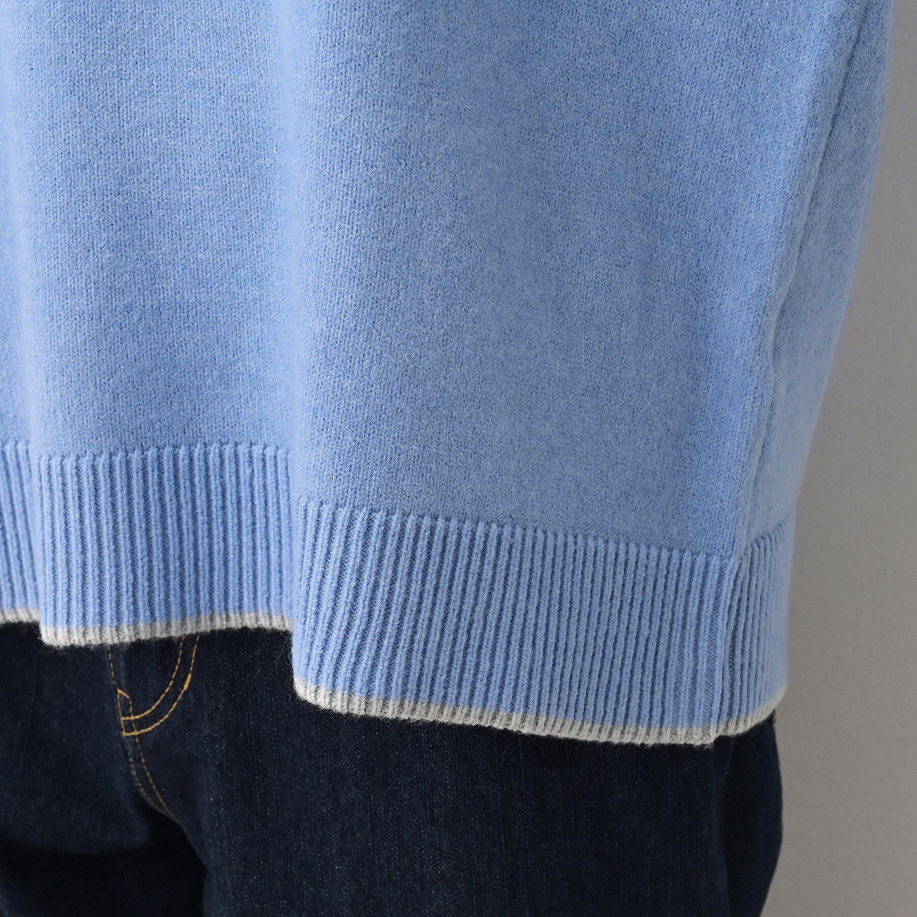 Dessin「【洗える】ペイント風刺繍入り配色ラインニット」|ニット・セーター|