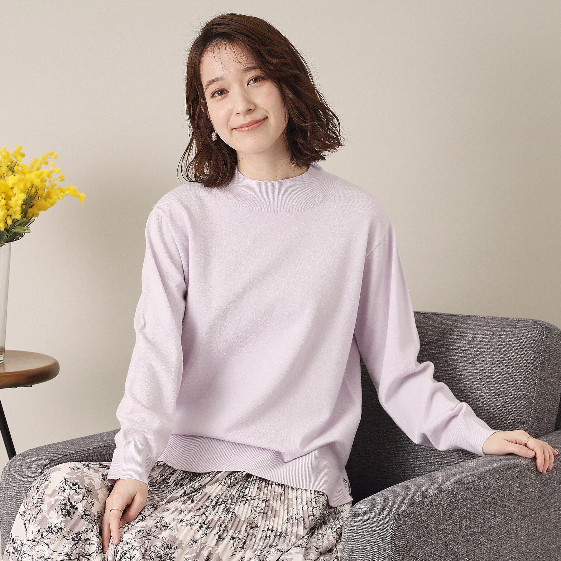 ITS&rsquo;DEMO「【通勤／手洗い可】ラメハイネックニット」|ニット・セーター|ラベンダー(080)