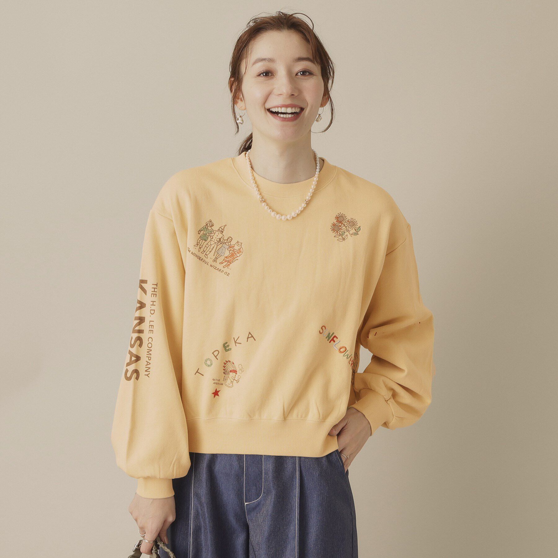 ITS&rsquo;DEMO「Leeエンブロイダリースウェット【洗濯機OK】」|パーカー|ライトベージュ(05