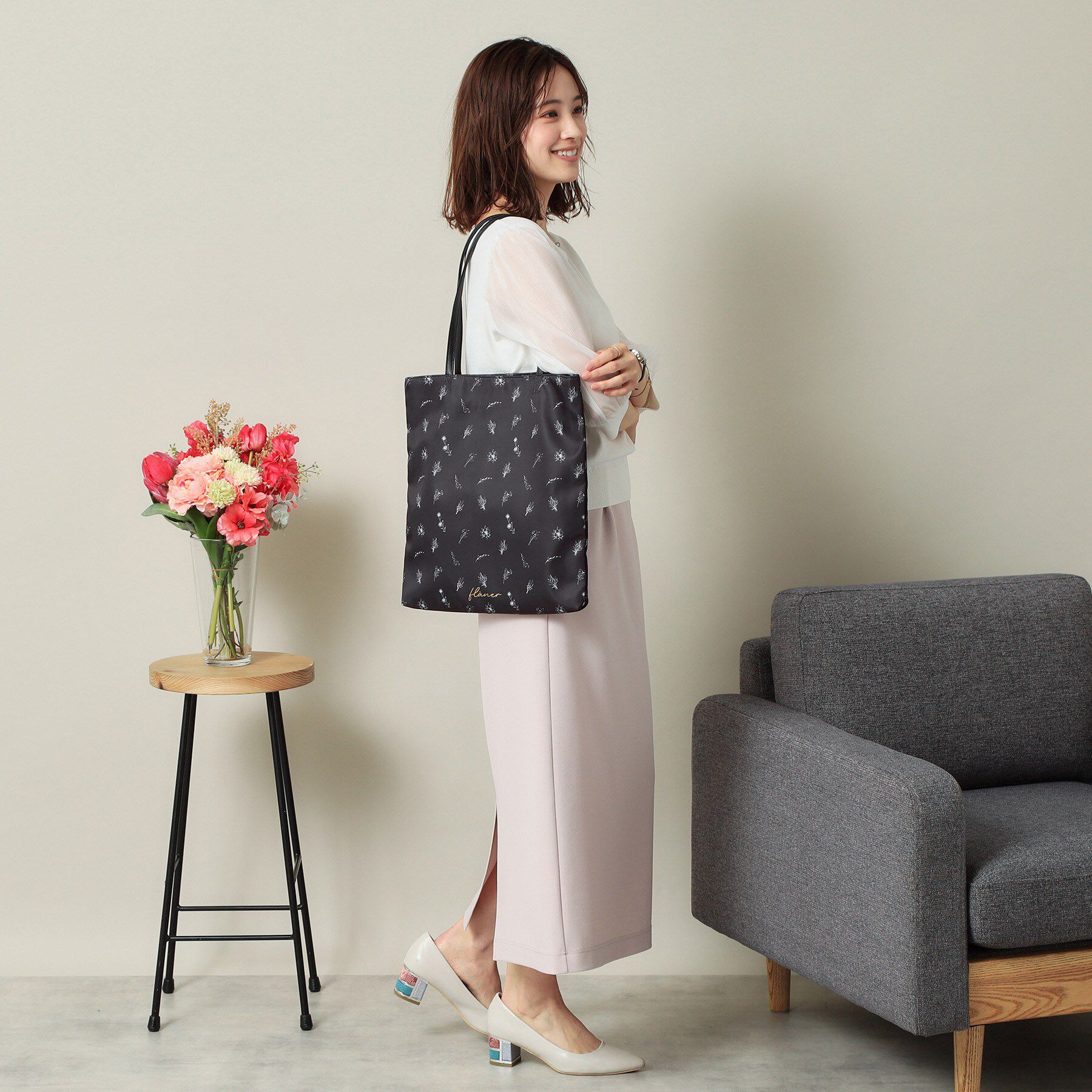 ITS&rsquo;DEMO「【A4対応】花柄薄マチトート」|トートバッグ|