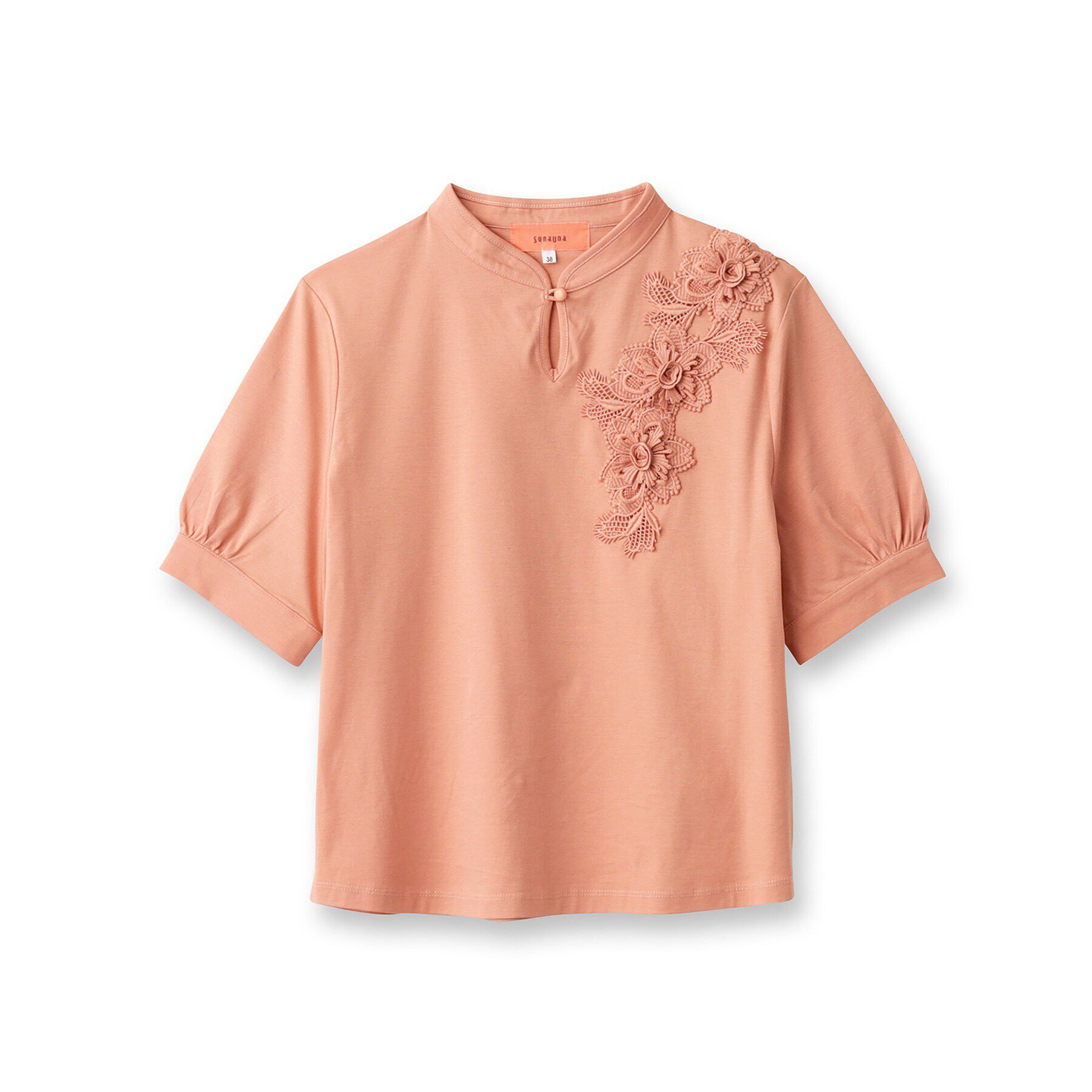 SunaUna「【新色ネイビー追加／チャイナカラー】5分袖カットソー」|Tシャツ・カットソー|