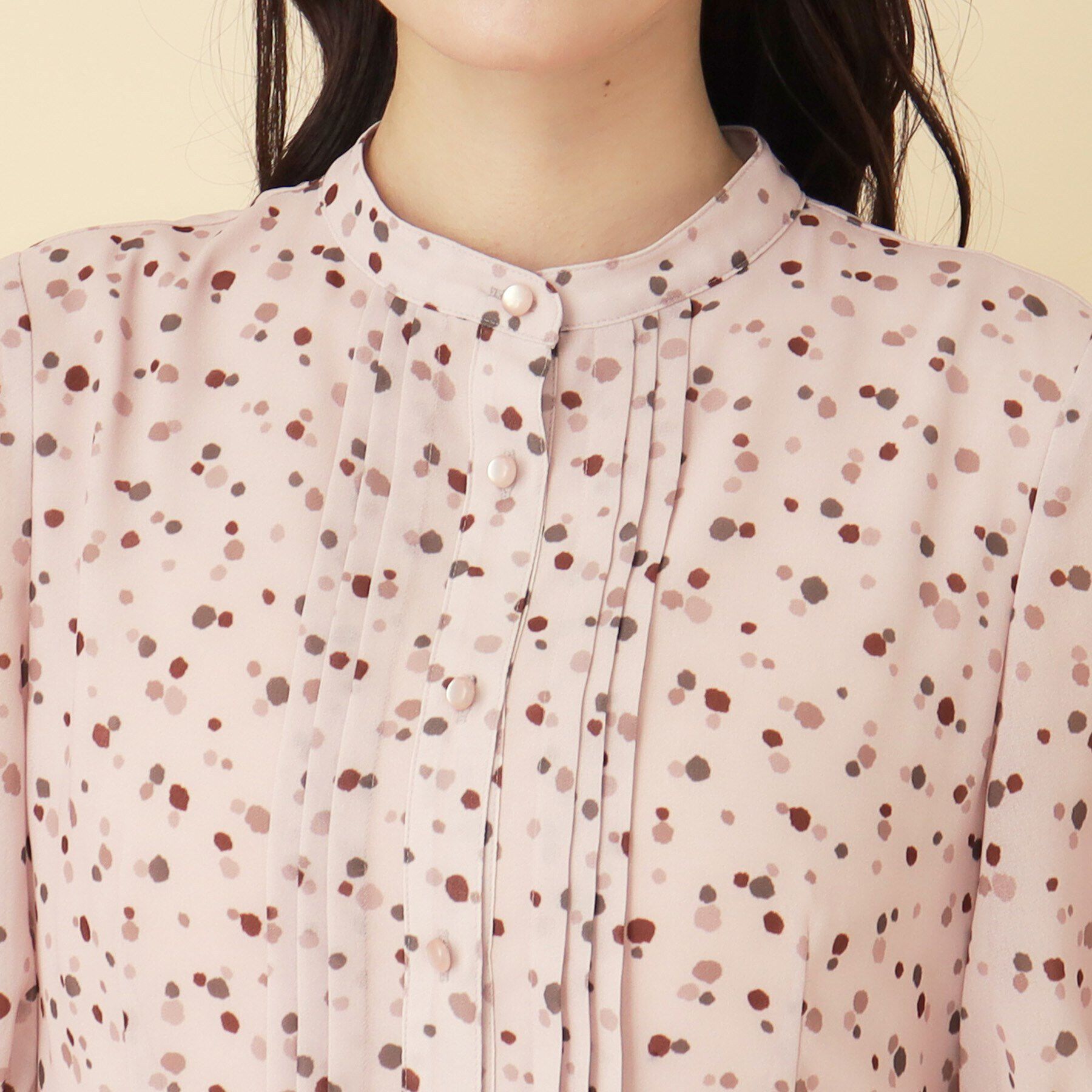 SunaUna「【ドット柄／ポリエステル】シフォンプリーツワンピース」|ワンピース|