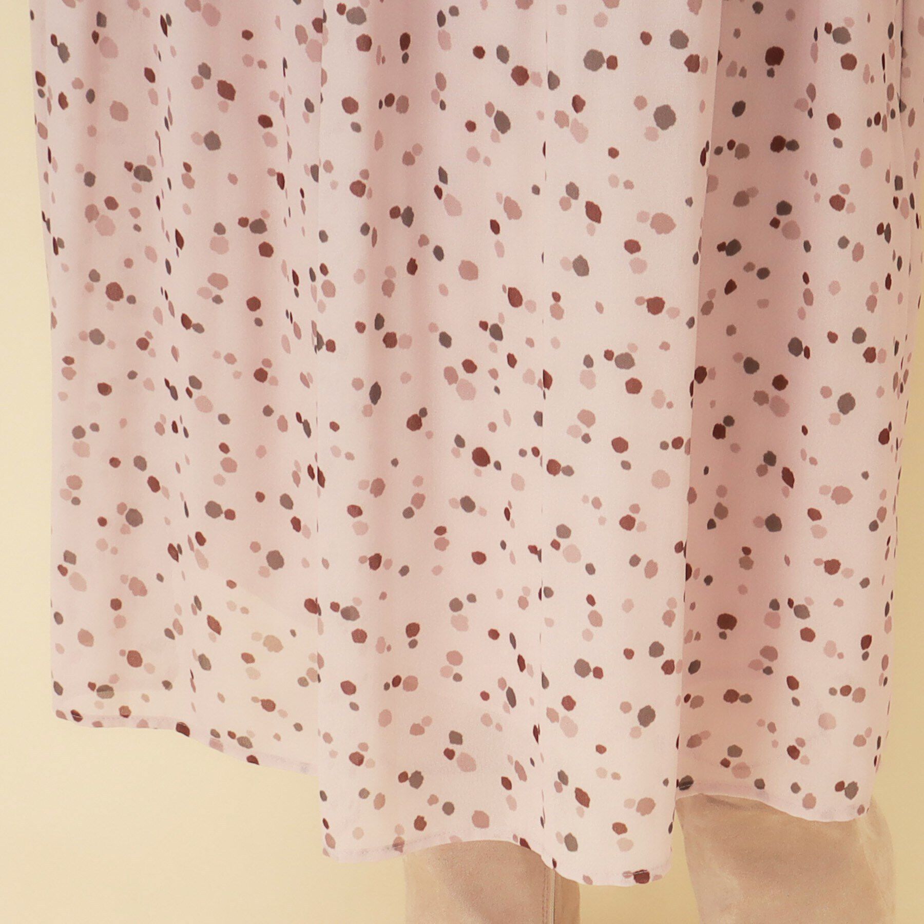 SunaUna「【ドット柄／ポリエステル】シフォンプリーツワンピース」|ワンピース|