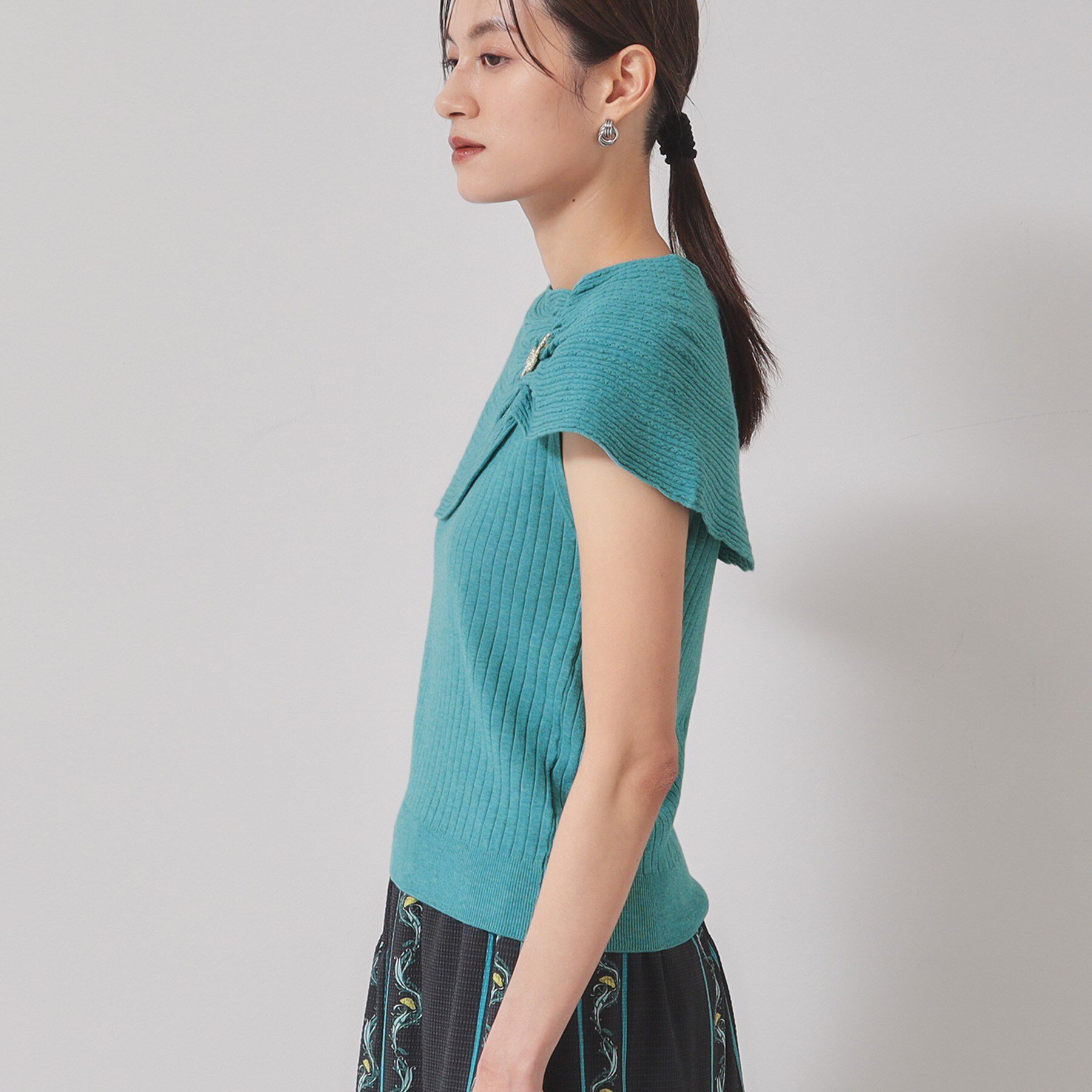 SunaUna「【2WAY／ケープ付き】フレンチスリーブニット」|ニット・セーター|