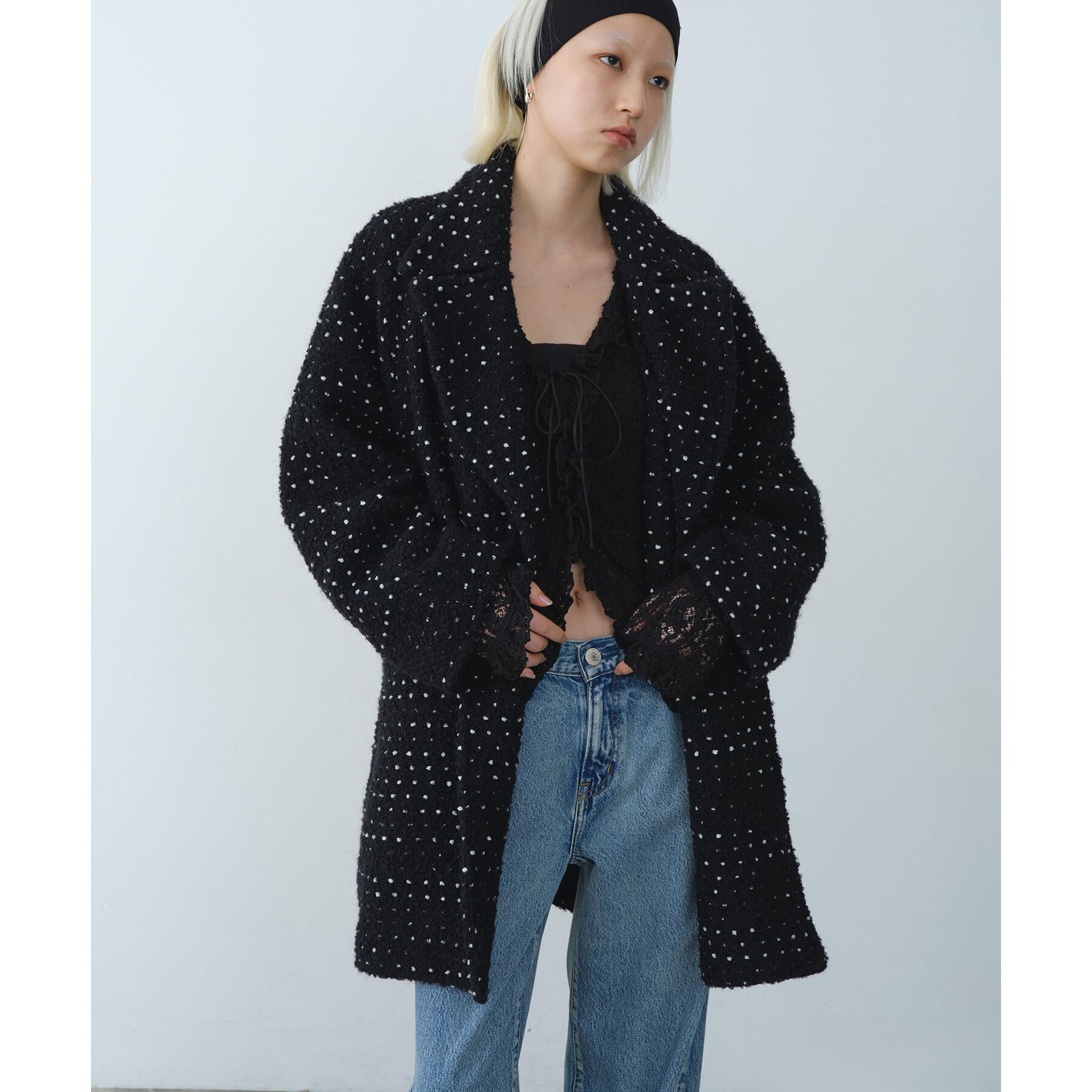 CODE A「dot tweed coat」|チェスターコート|