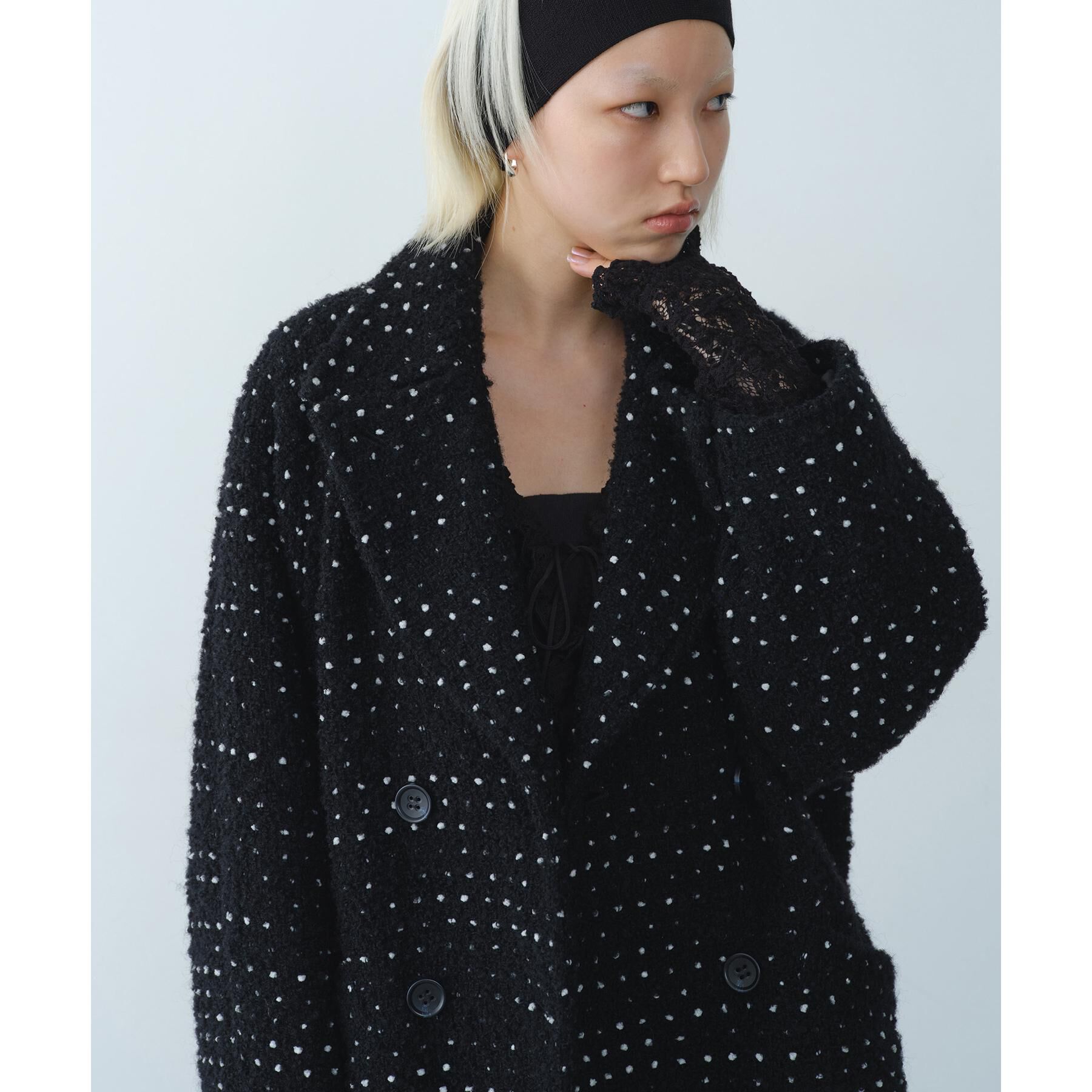 CODE A「dot tweed coat」|チェスターコート|
