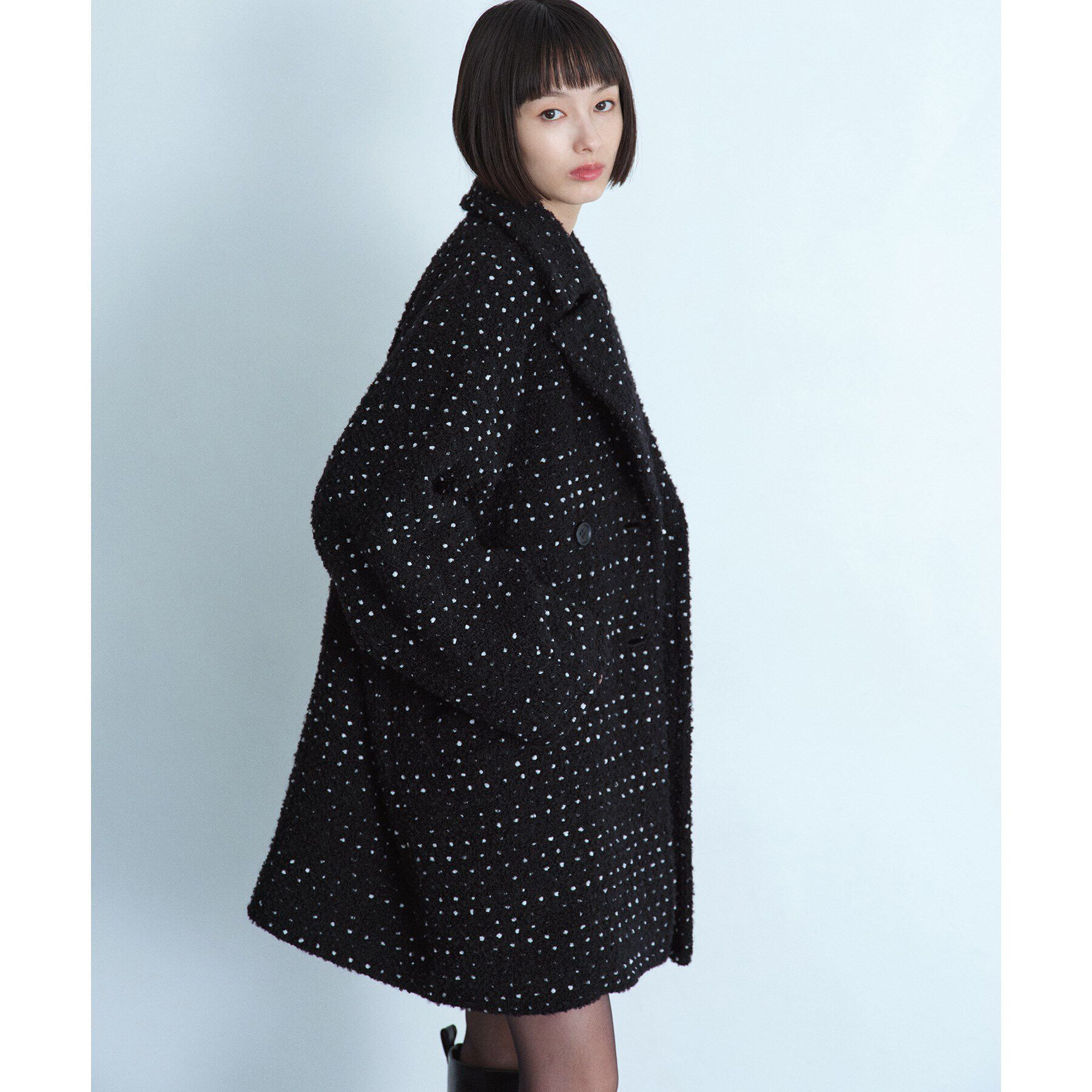 CODE A「dot tweed coat」|チェスターコート|