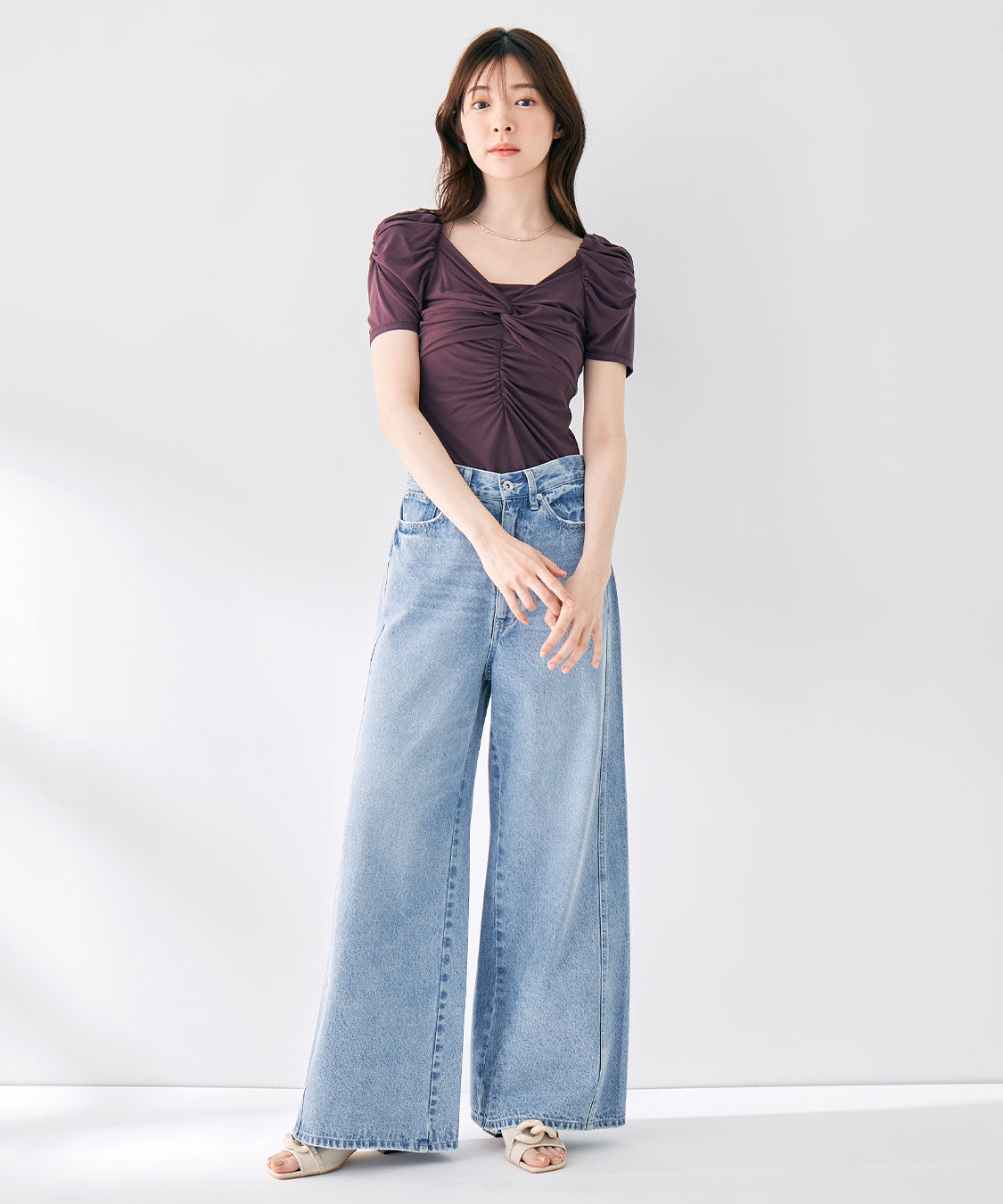 COCO DEAL「ツイストシームバギーデニムパンツ」|デニム|