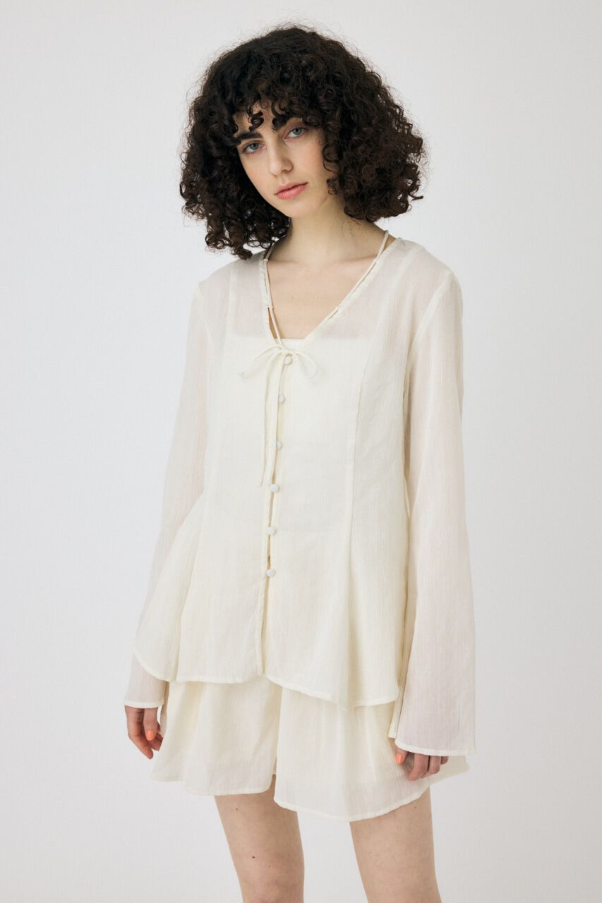 MOUSSY「SLEEVE FLARE シャツ & スカート」|ワンピース|O/WHT1