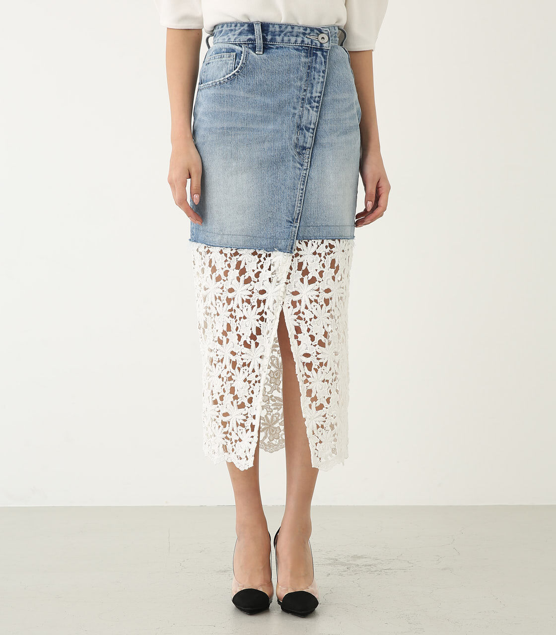  「ケミカルLaceコンビJ／W DENIM SK」|スカート|