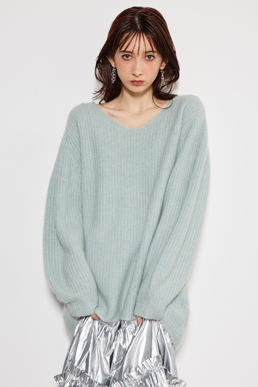 rienda「ラクーンMIXKnitTOP」|ニット・セーター|L/BLU1