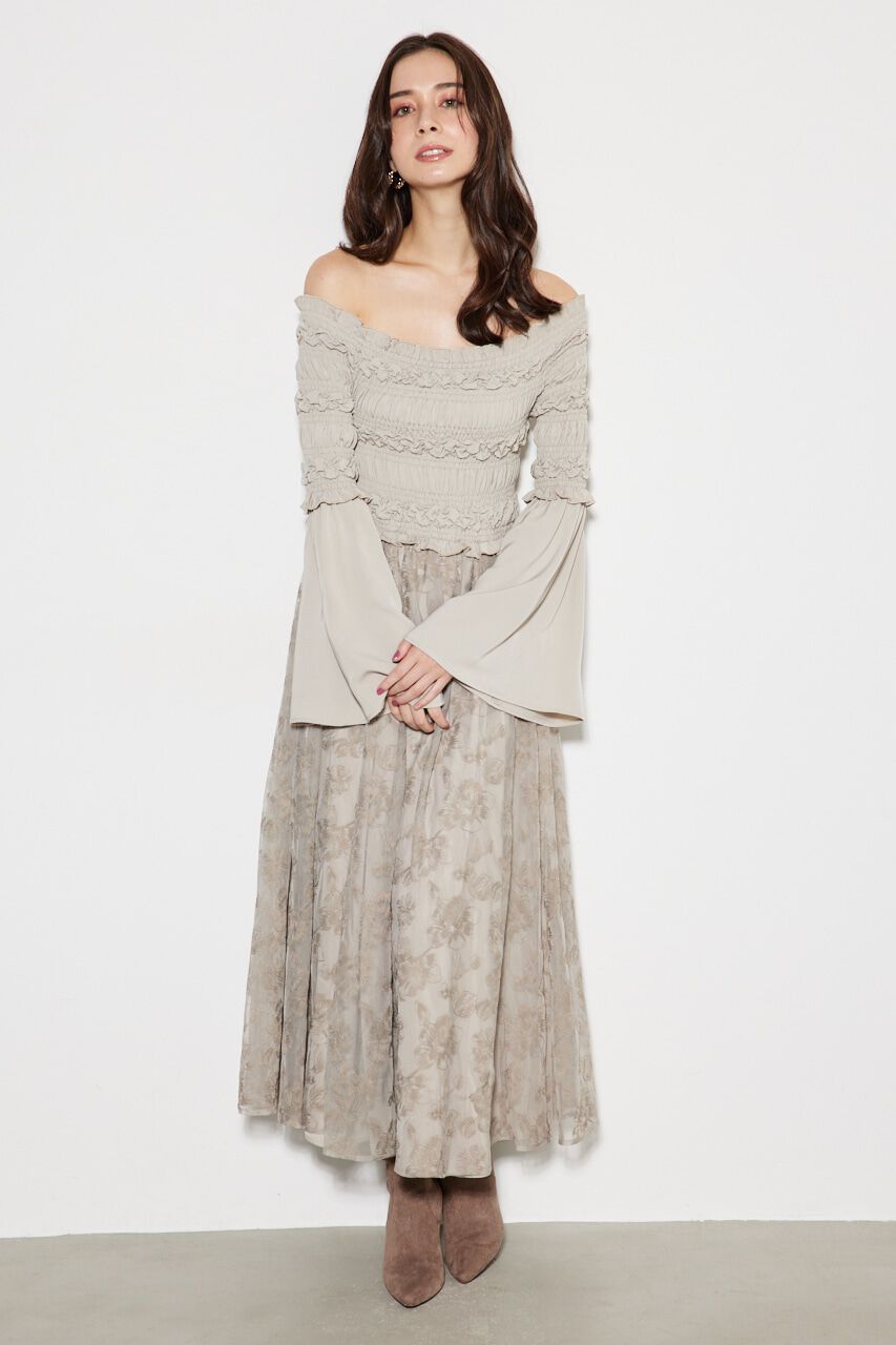 rienda「エンブロイダリーシャーリングフレア OP」|ワンピース|BEG