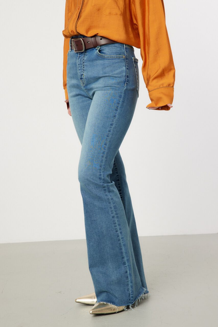 RODEO CROWNS「カットオフUSEDスリムフレアデニム」|デニム|