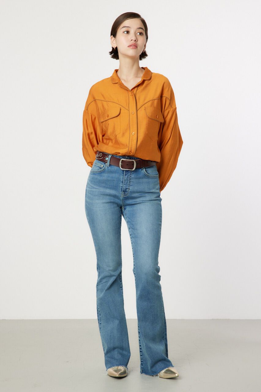 RODEO CROWNS「カットオフUSEDスリムフレアデニム」|デニム|