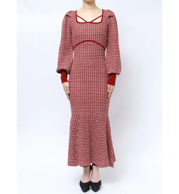 RESEXXY「バイカラーツイードマーメイドニットワンピース」|ワンピース|