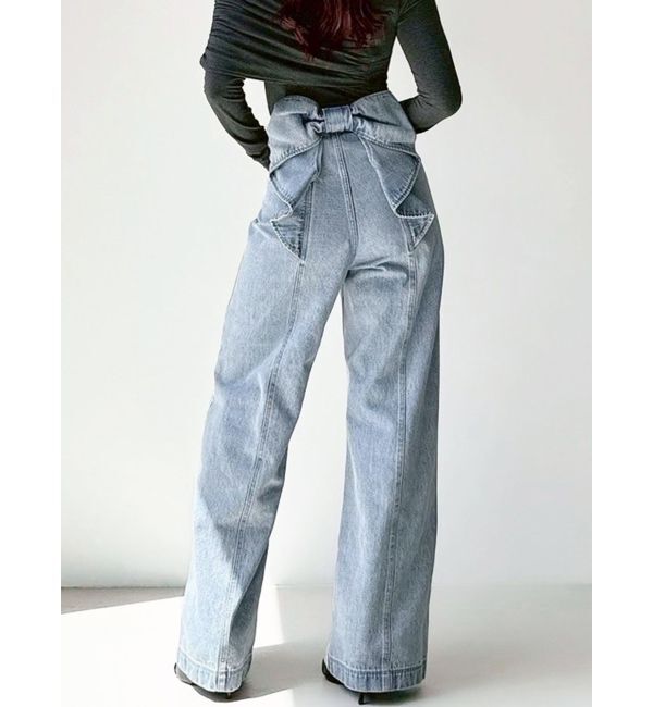 RESEXXY「バックリボンデニムパンツ」|デニム|アイスブルー