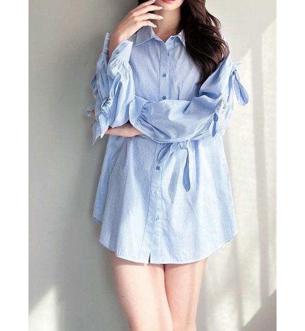 RESEXXY「スリーブデザインシャツ」|シャツ・ブラウス|ブルー