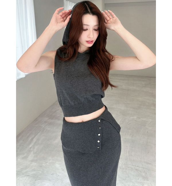 RESEXXY「フーディーノースリニットトップス【セットアップ着用可能】」|ニット・セーター|