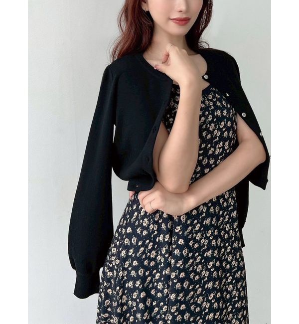 RESEXXY「クルーネックニットカーデ」|カーディガン|ブラック