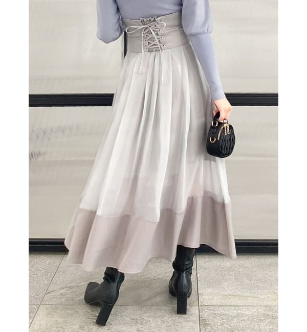 dazzlin「シアーグロッシーレースアップスカート」|スカート|グレー