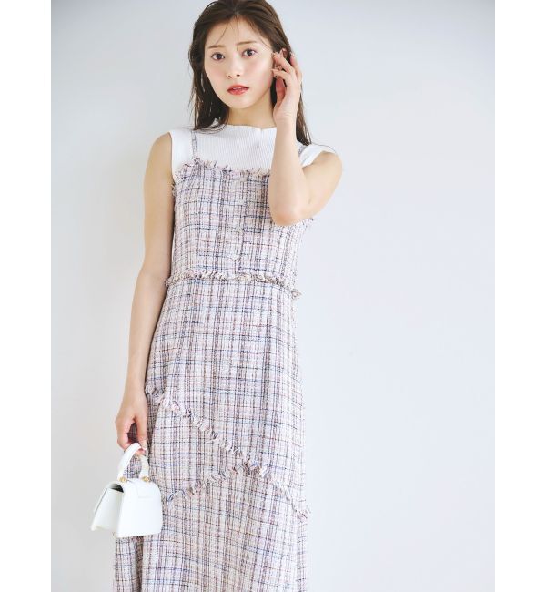 dazzlin「スイッチングツイードラインキャミワンピース」|ワンピース|