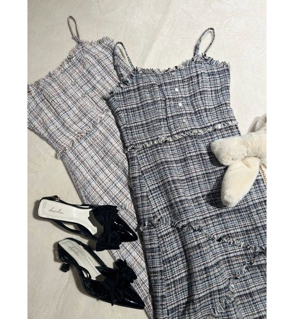 dazzlin「スイッチングツイードラインキャミワンピース」|ワンピース|