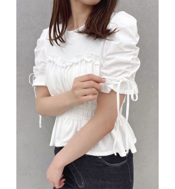 dazzlin「フリルギャザーデザインTシャツ」|Tシャツ・カットソー|オフホワイト